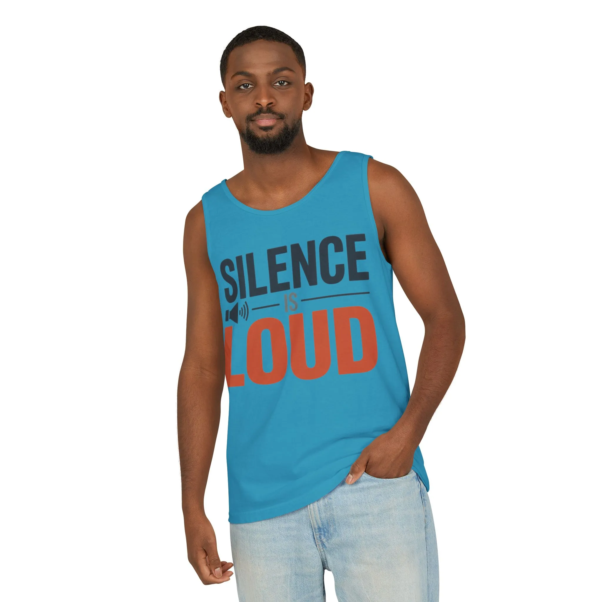 Mens Garment-Dyed Tank Top, Silence Is Loud Motivational Mens Tank Top - Image 14
