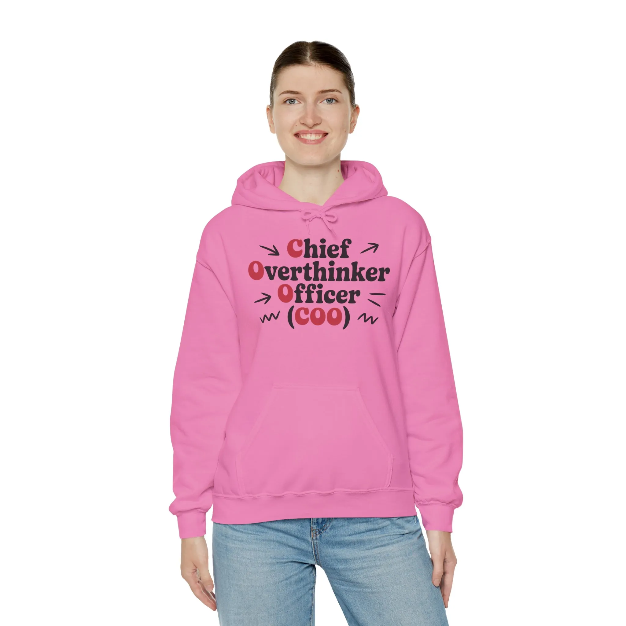 Chief Overthinker Officer Women's Hoodie, Funny COO Graphic Pullover, Sarcastic Office Humor Gift, Women's Heavy Blend™ Hooded Sweatshirt - Image 4