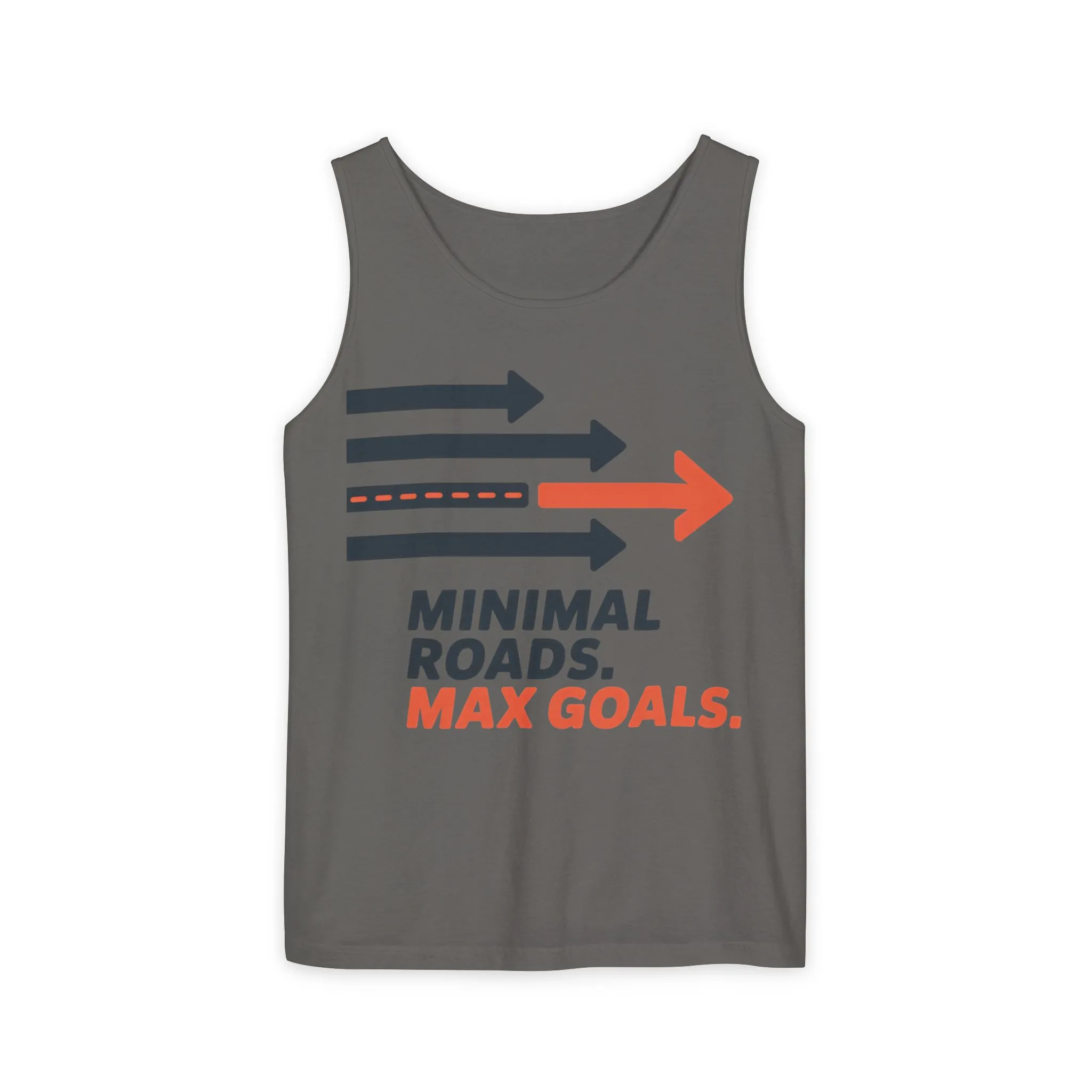 Mens Garment-Dyed Tank Top, Minimal Roads Max Goals Motivational Mens Tank Top - Image 5