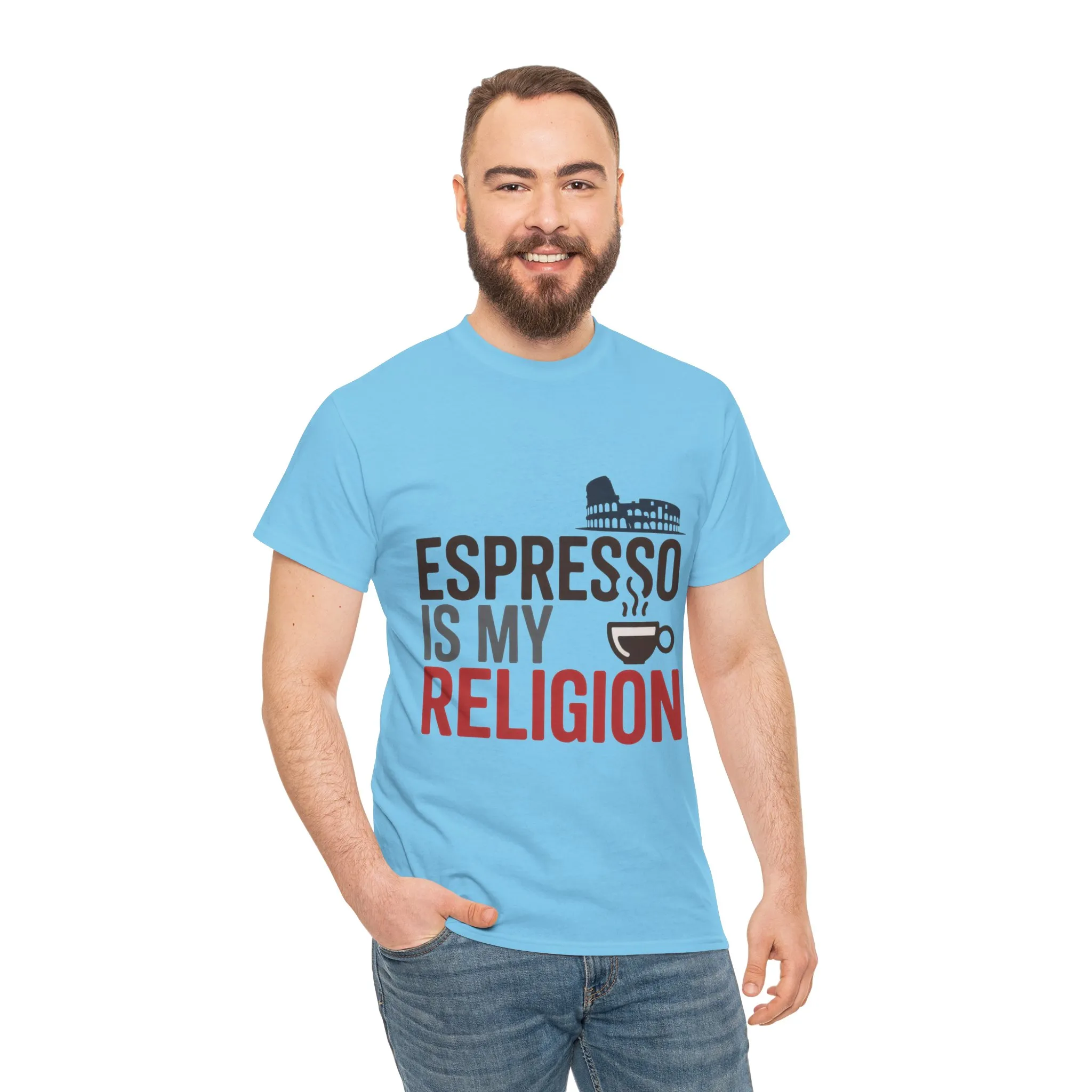 Espresso Is My Religion Coffee Rome Graphic Mens T-Shirt, Coffee Lover Gift - Image 20