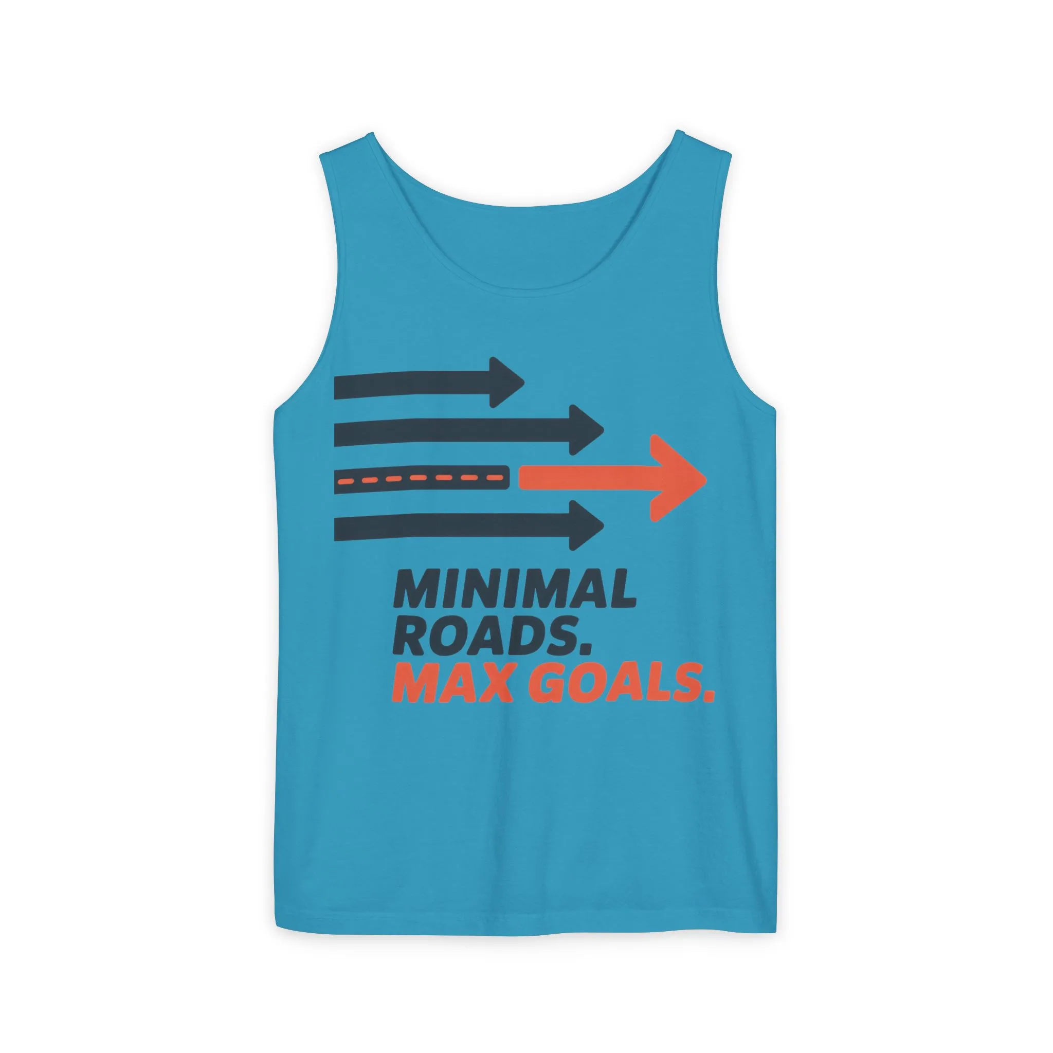 Mens Garment-Dyed Tank Top, Minimal Roads Max Goals Motivational Mens Tank Top - Image 11