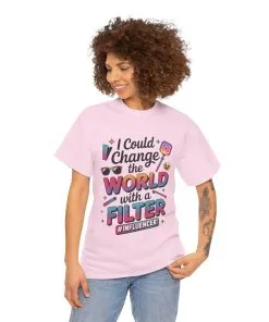 Womens Heavy Cotton Tee, Womens Influencer T-Shirt, Funny Social Media Graphic Tee, Cute Trendy Top
