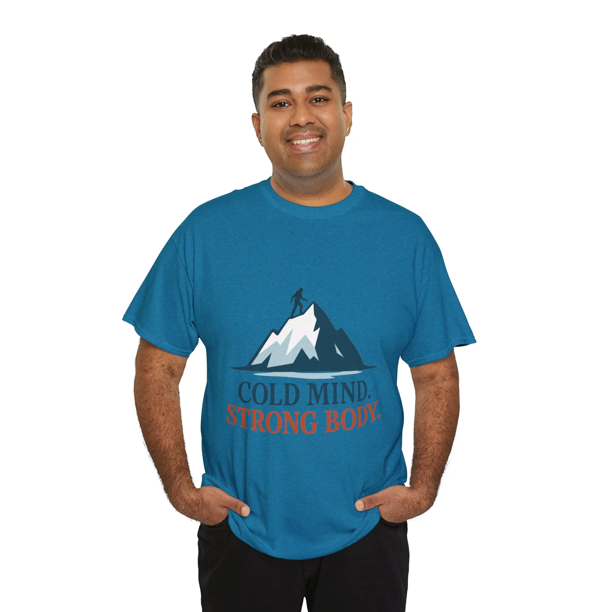 Cold Mind Strong Body Mens T-Shirt, Nordic Minimalist Mountain Hiking Tee - Image 3