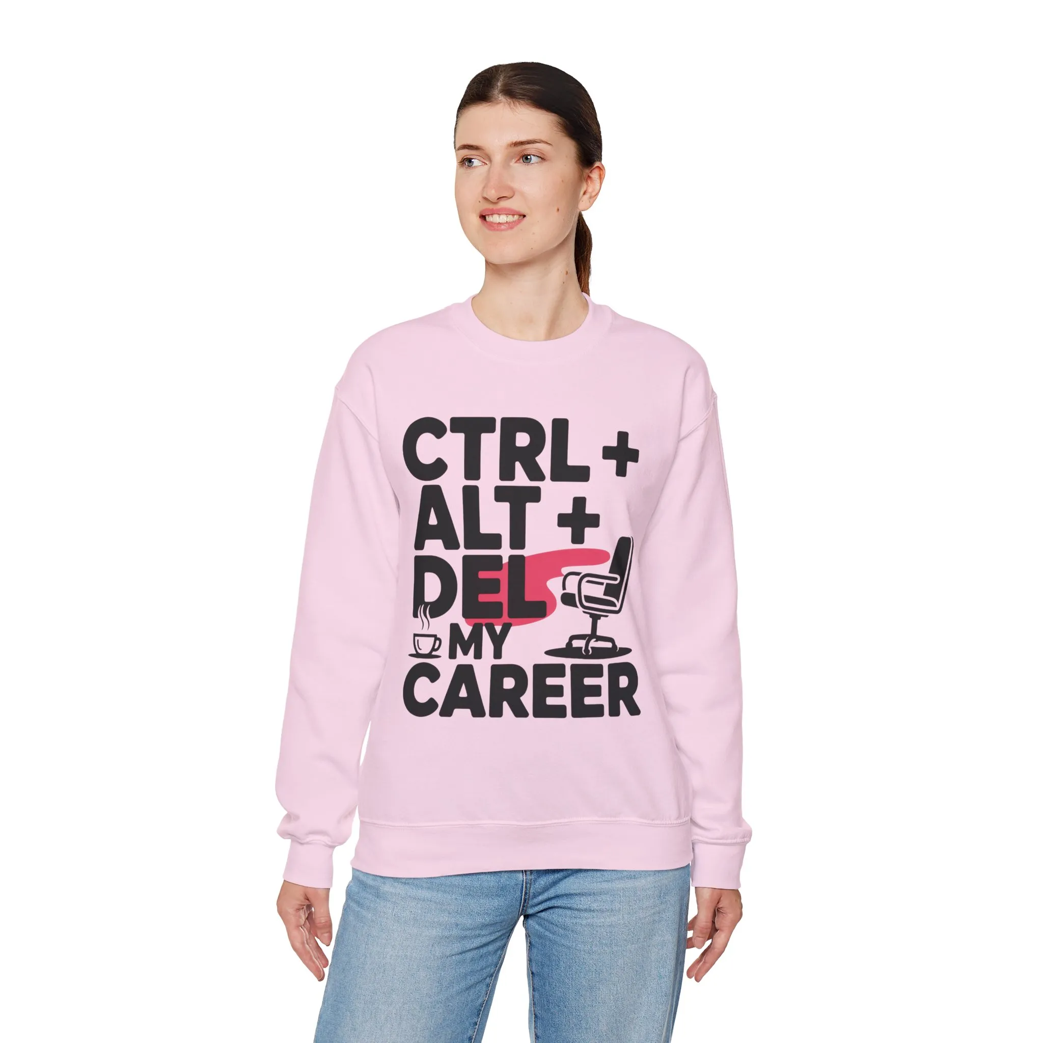 Ctrl Alt Del My Career Sweatshirt, Sarcastic Workwear Graphic Pullover, Funny Office Top, Women's Heavy Blend⢠Crewneck Sweatshirt - Image 24