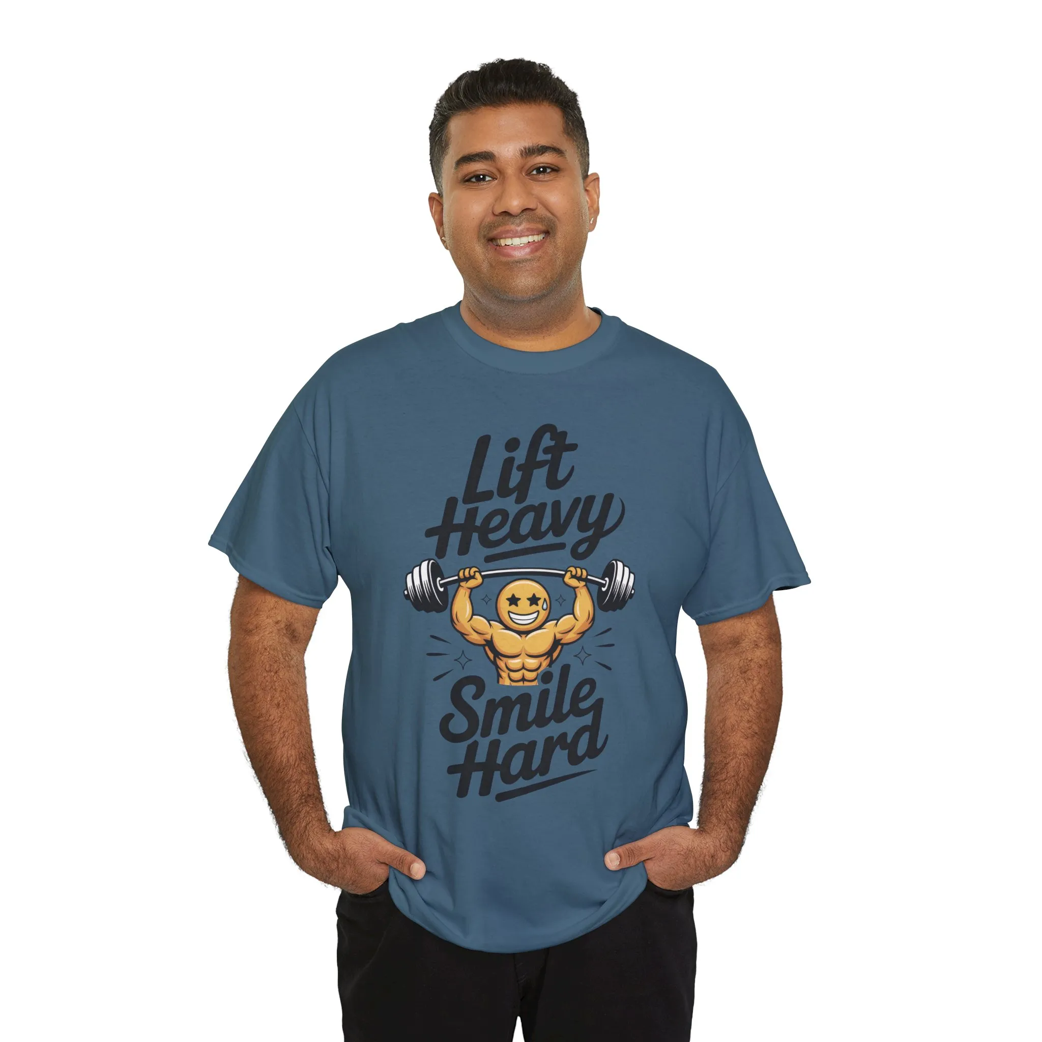 Mens Lift Heavy Smile Hard T-Shirt, Funny Gym Workout Graphic Tee, Mens Gym Tshirt - Image 18