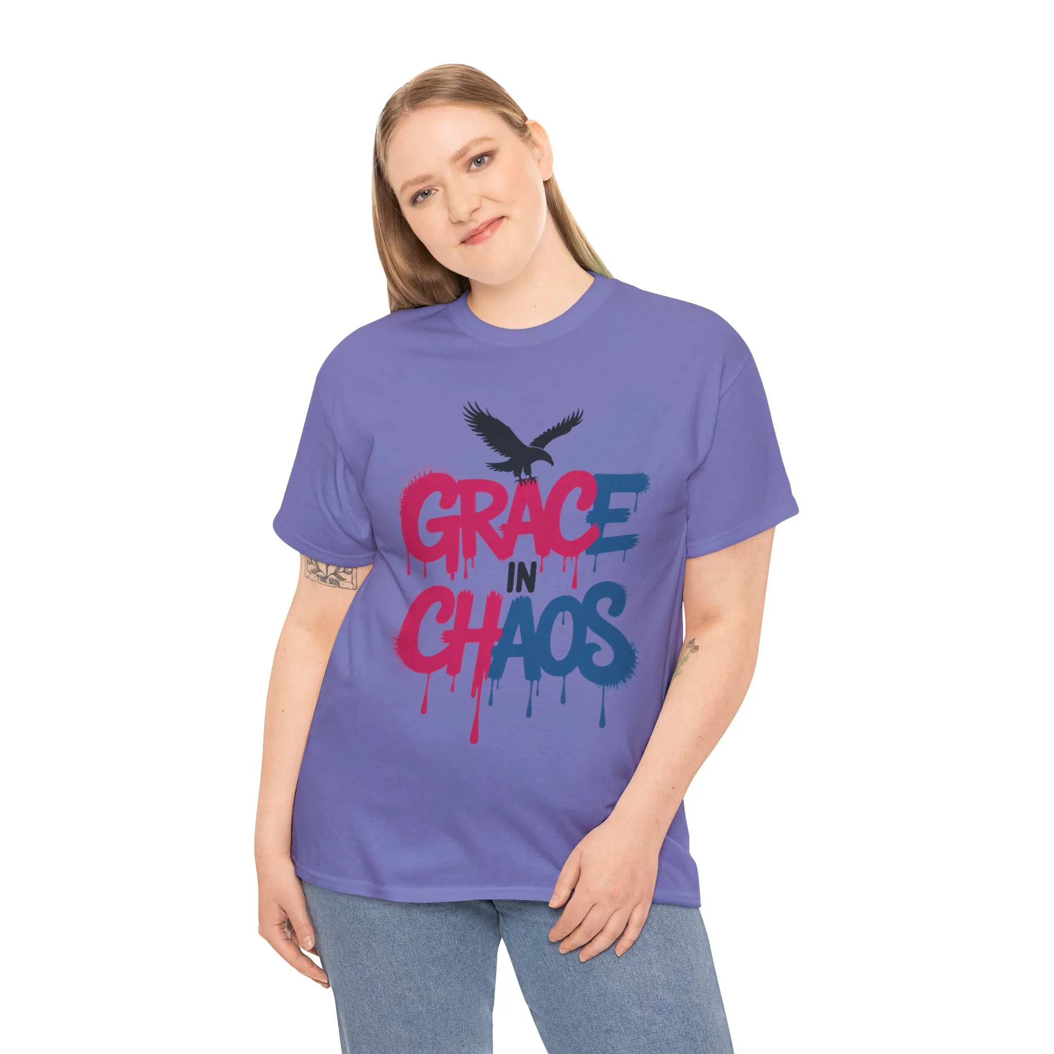 Women's Graffiti T-Shirt, Grace in Chaos Dripping Street Art Tee, Bold Urban Graphic Shirt - Image 18