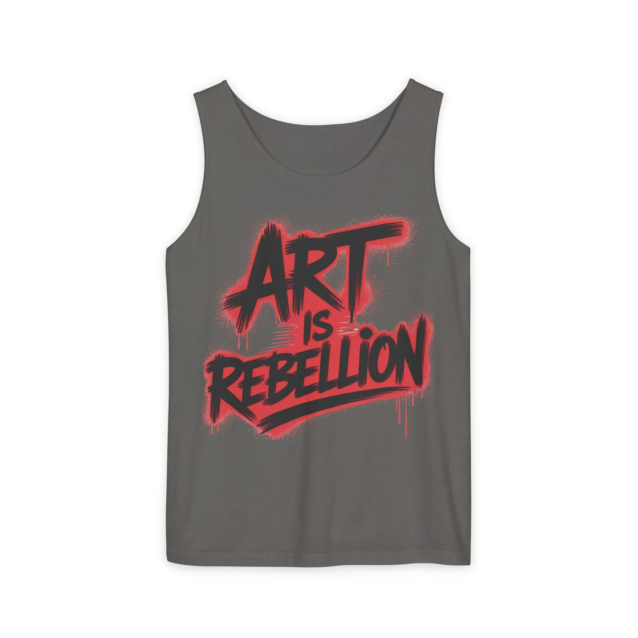 Men's Garment-Dyed Tank Top, Art Is Rebellion Men's Tank Top, Graffiti Street Art Muscle Shirt, Urban Rebellion Sleeveless Top - Image 2