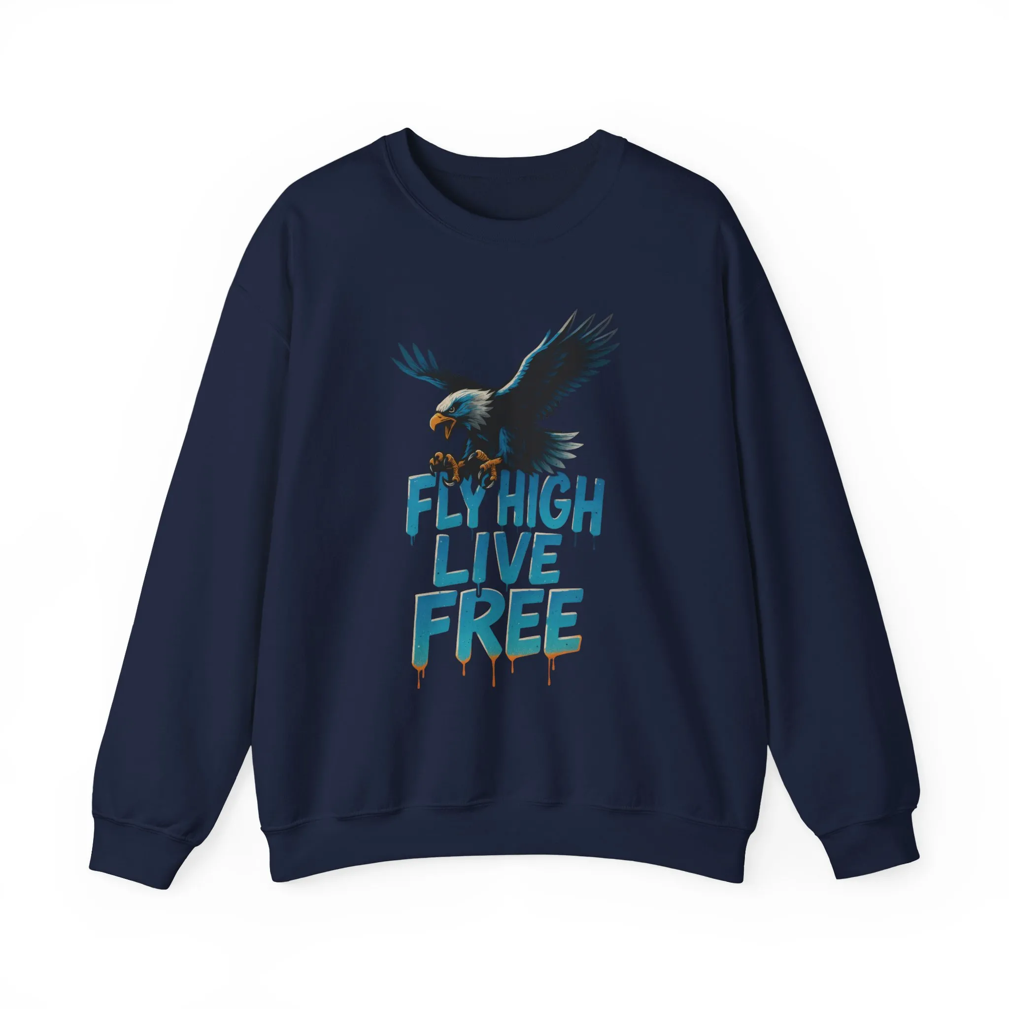 Mens Heavy Blend™ Crewneck Sweatshirt, Fly High Live Free Mens Eagle Graphic Sweatshirt - Image 25