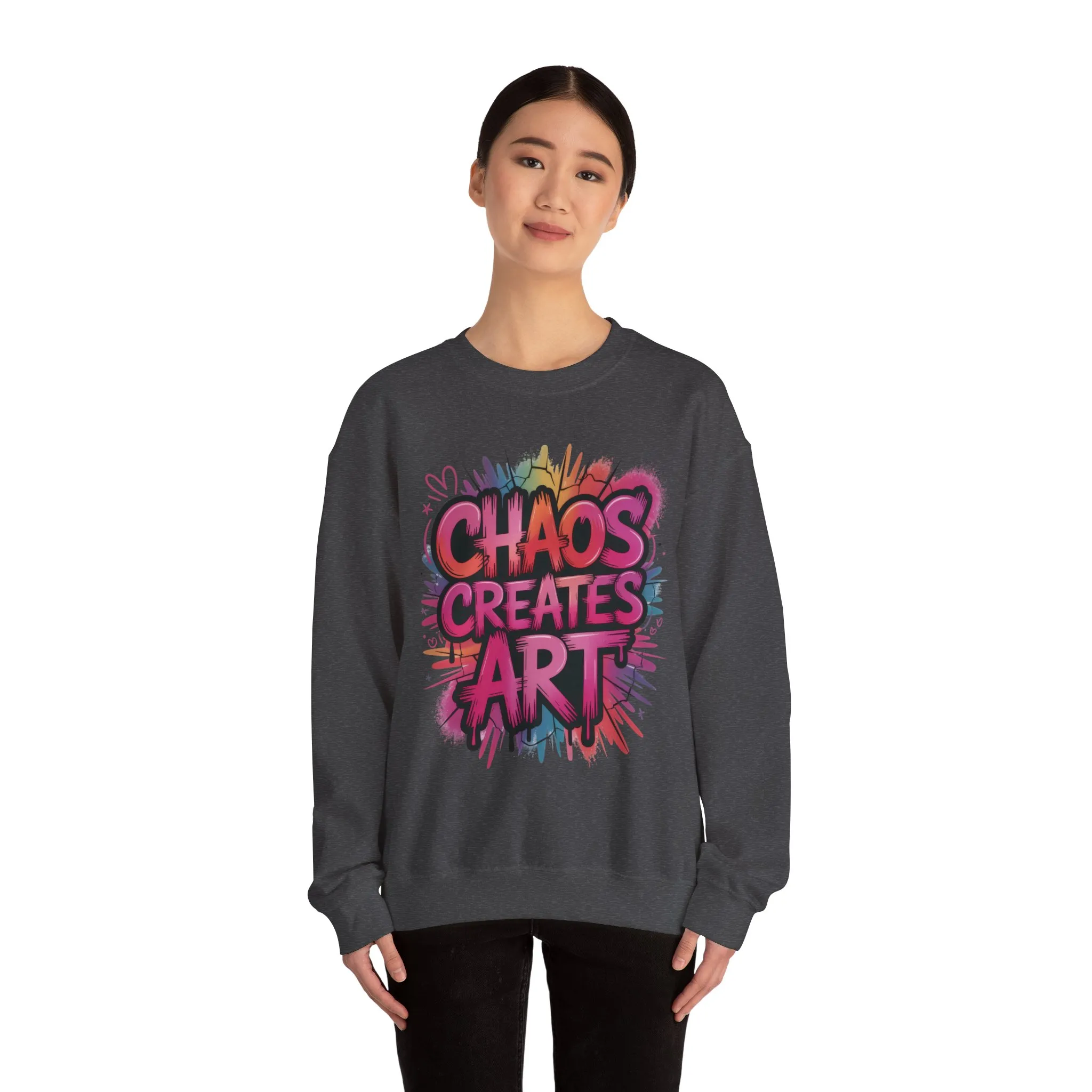 Women's Heavy Blend™ Crewneck Sweatshirt, Chaos Creates Art Graffiti Sweatshirt Women's Oversized - Image 8