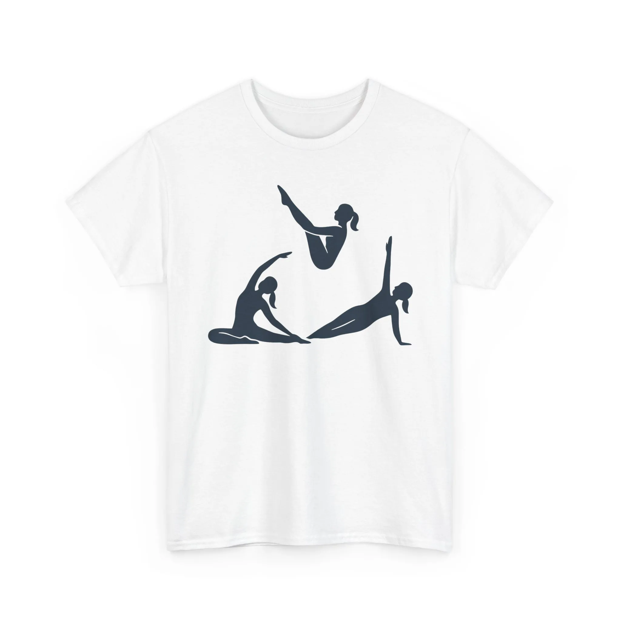 Womens Heavy Cotton Tee, Womens Pilates Graphic T-Shirt, Yoga Fitness Tee, Workout Top with Silhouette Print - Image 4
