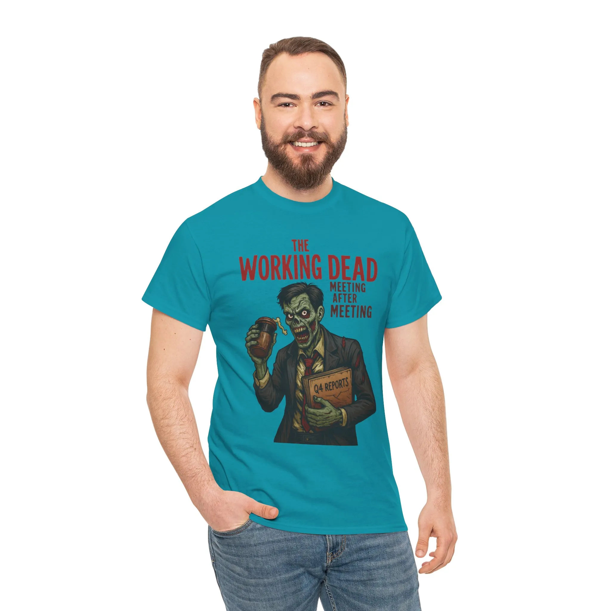 The Working Dead Men's Funny Zombie Work T-Shirt, Office Humor Tee, Meeting Joke Shirt, Halloween Office Tee - Image 19