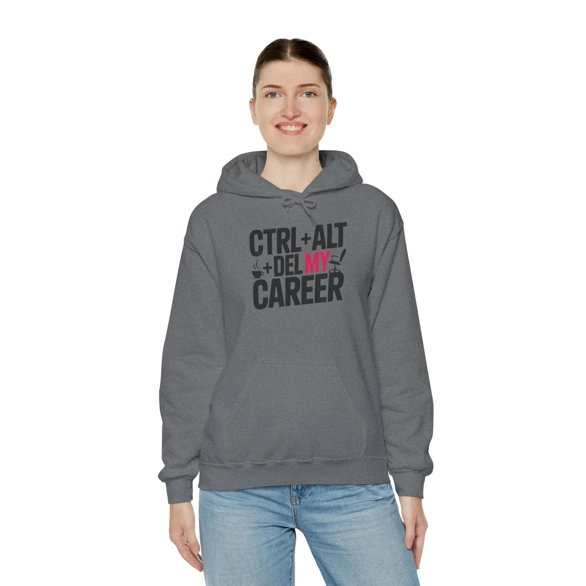 Ctrl Alt Del My Career Hoodie, Funny Geek Workwear, Sarcastic Office Humor Pullover, Women's Heavy Blend™ Hooded Sweatshirt - Image 8