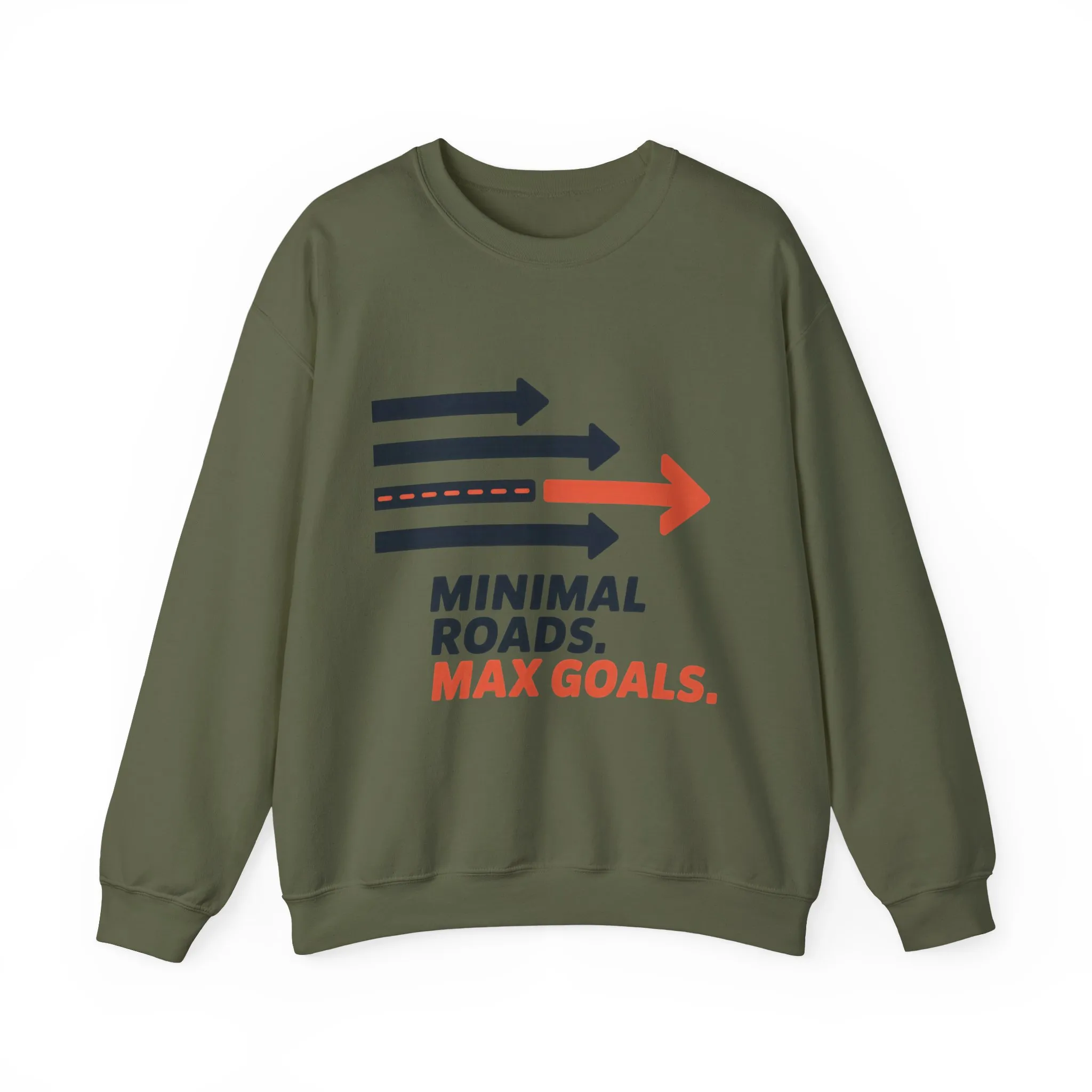 Mens Heavy Blend™ Crewneck Sweatshirt, Minimal Roads Max Goals Motivational Mens Sweatshirt - Image 2