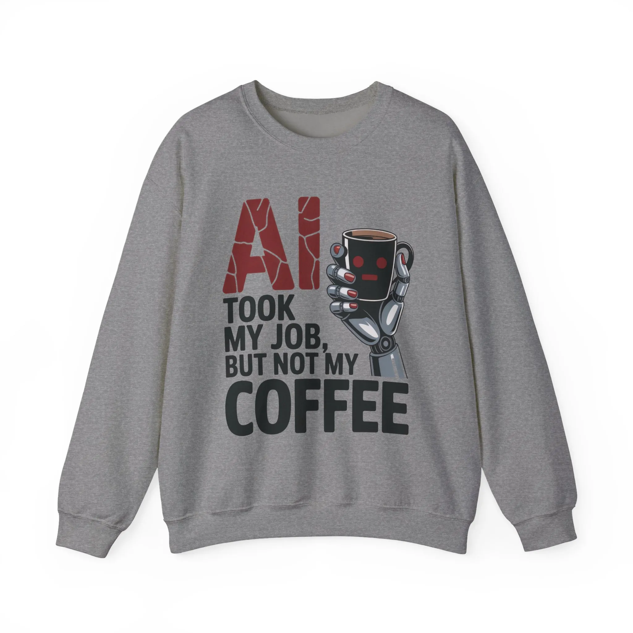 AI Coffee Sweatshirt, Funny Robot Humor Pullover, Geek Sarcastic Job Joke Top, Women's Heavy Blendâ„¢ Crewneck Sweatshirt - Image 7