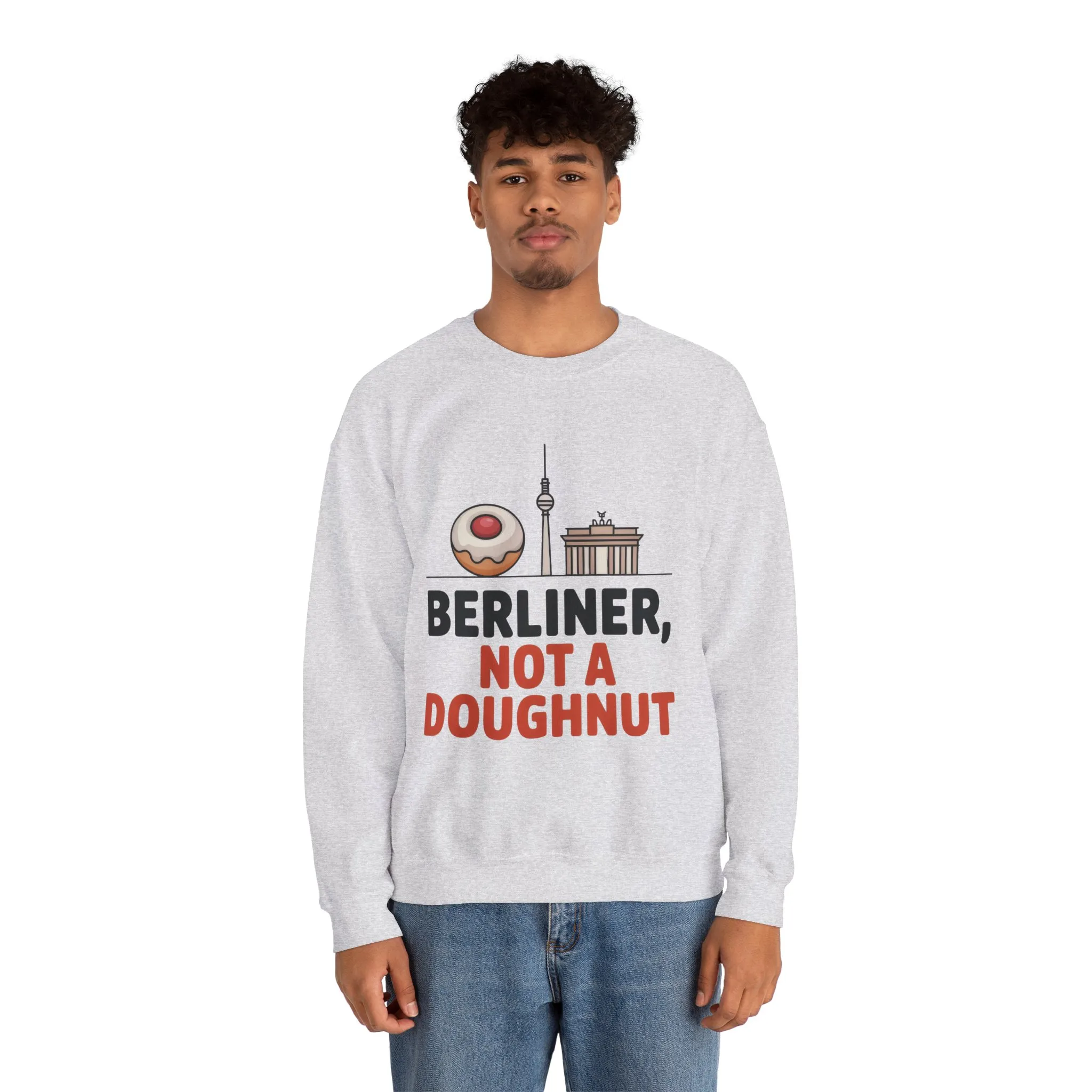 Mens Heavy Blend™ Crewneck Sweatshirt, Berliner Not a Doughnut Funny Berlin Mens Sweatshirt - Image 5