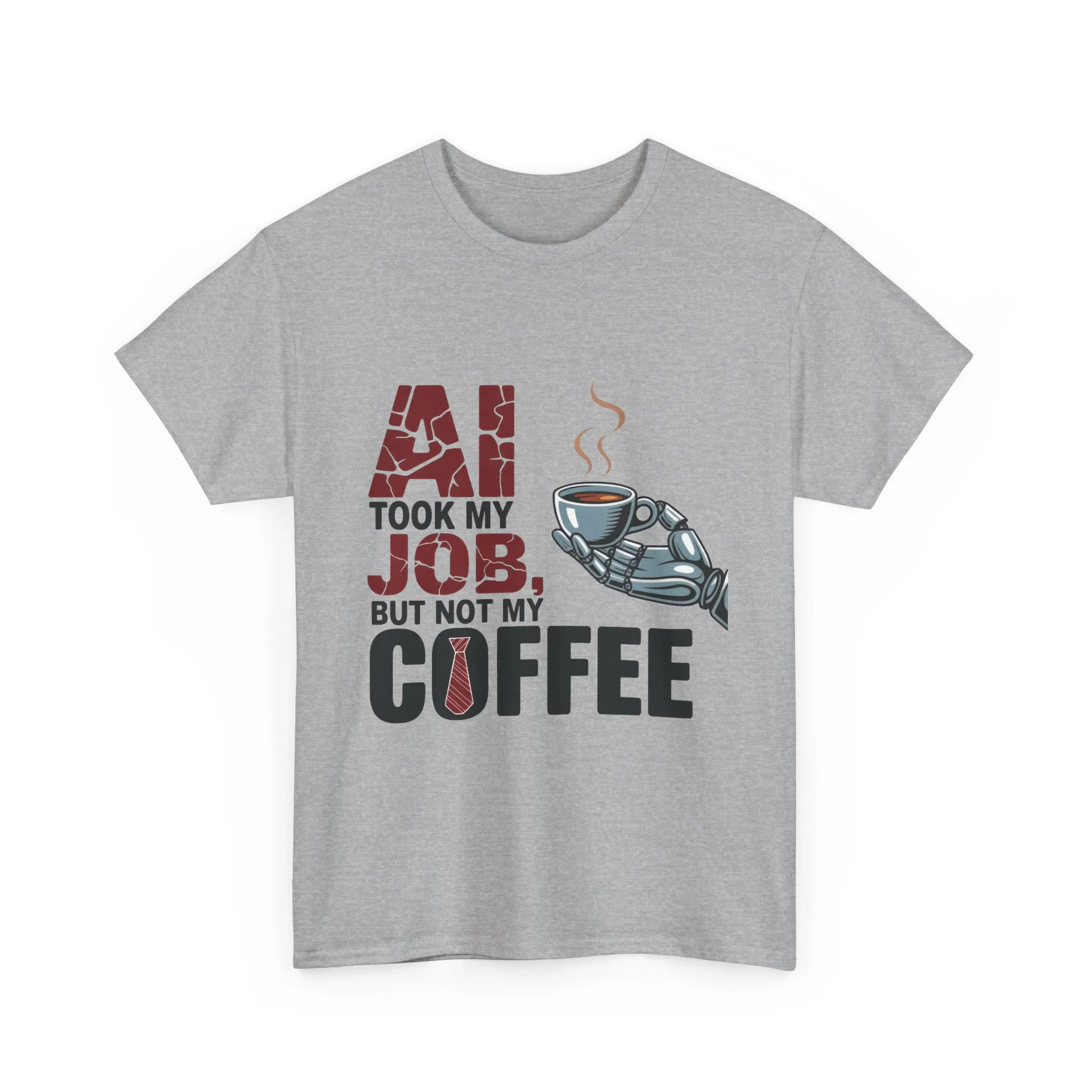 Men's AI Coffee T-Shirt, Funny Robot Humor Graphic Tee, Geek Job Joke Shirt for Him, Men's Heavy Cotton Tee, Sarcastic Work Shirt - Image 10