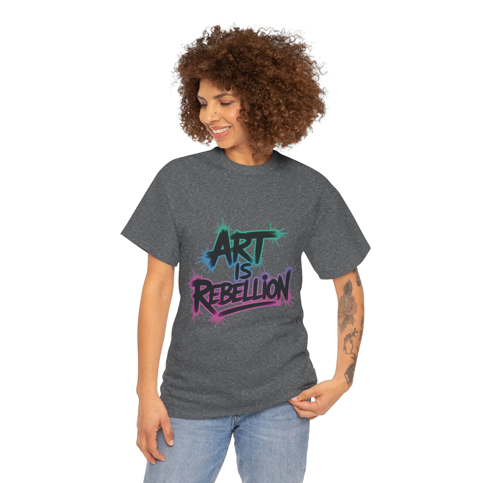 Art Is Rebellion Women's Graphic T-Shirt, Graffiti Street Art Tee, Bold Rebel Statement Top - Image 11