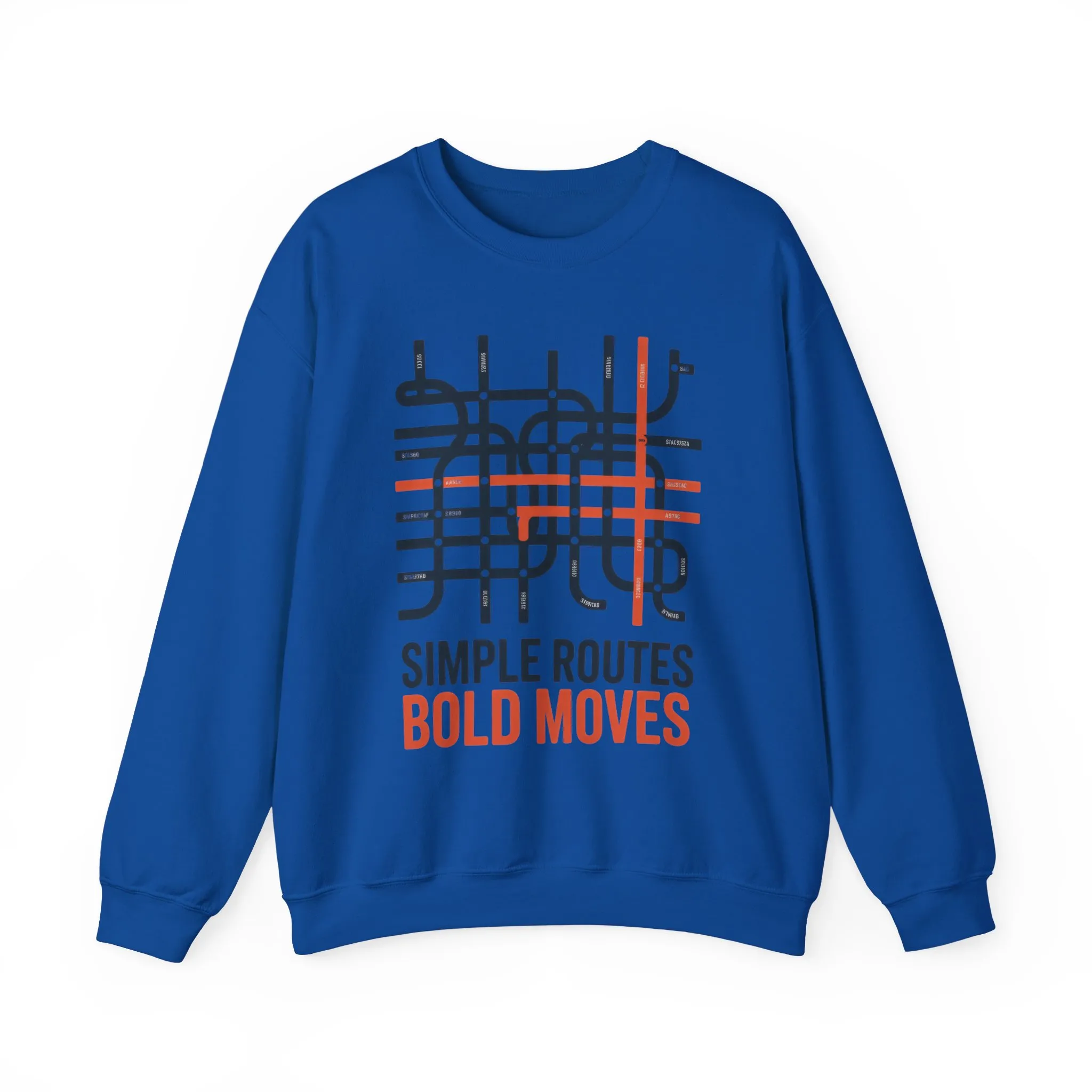 Mens Heavy Blend™ Crewneck Sweatshirt, Simple Routes Bold Moves Sweatshirt, Minimalist Metro Map Graphic Pullover - Image 33