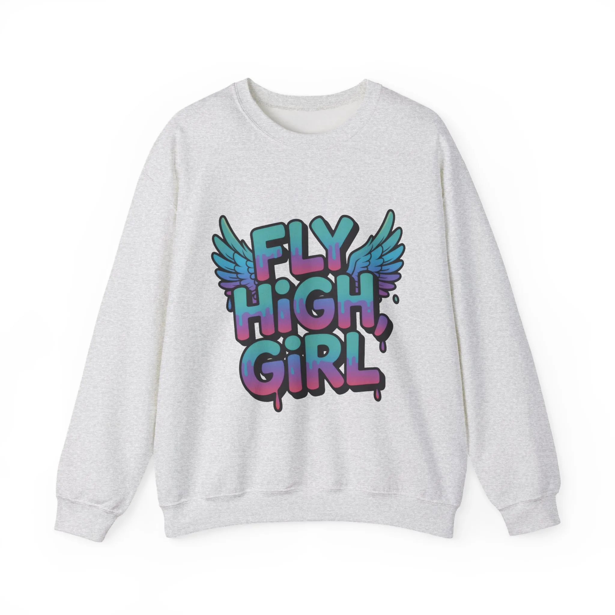 Women's Sweatshirt Fly High Girl, Graffiti Drip Angel Wings Streetwear Pullover Top - Image 4