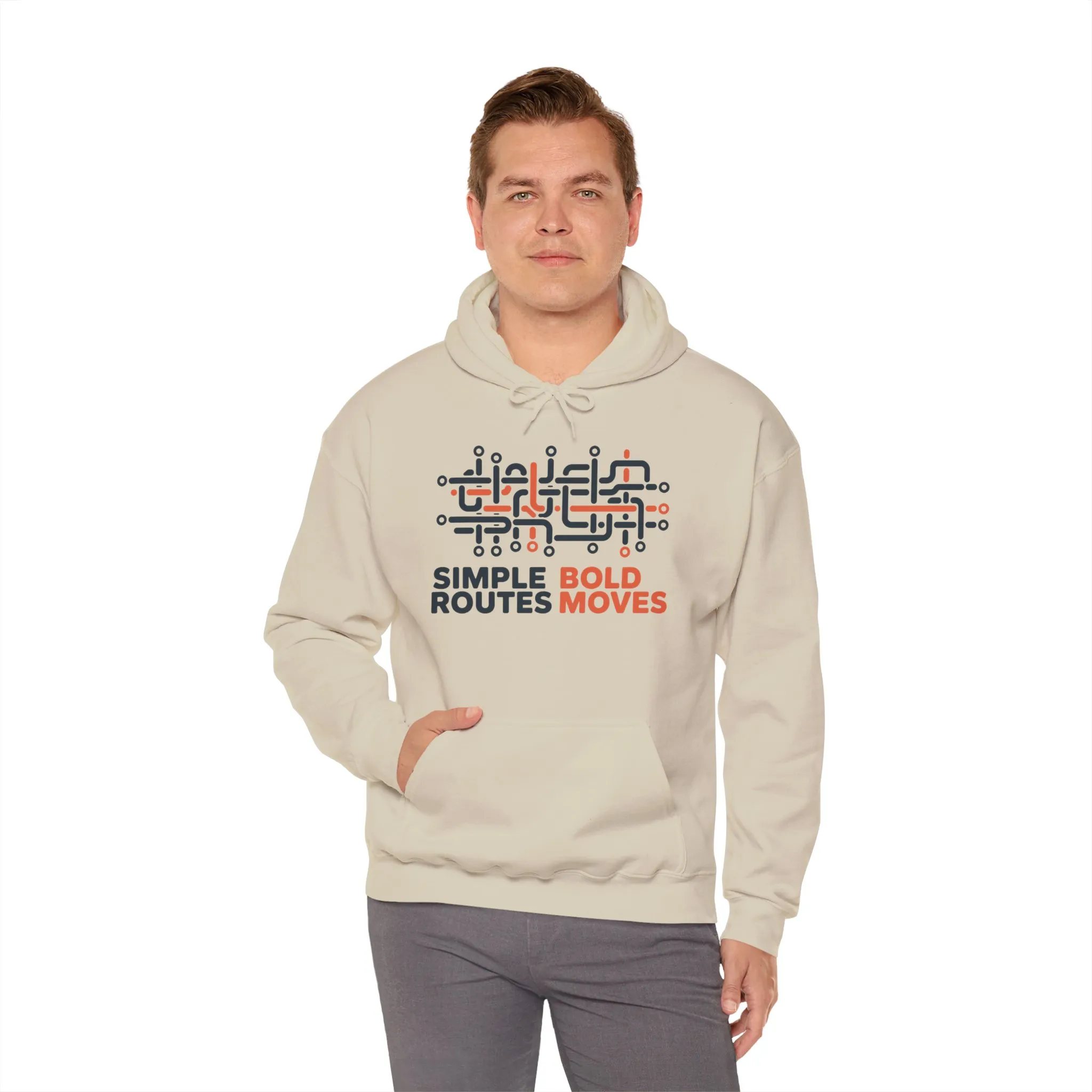 Mens Heavy Blend™ Hooded Sweatshirt, Simple Routes Bold Moves Hoodie, Unisex Metro Map Graphic, Urban Streetwear - Image 12