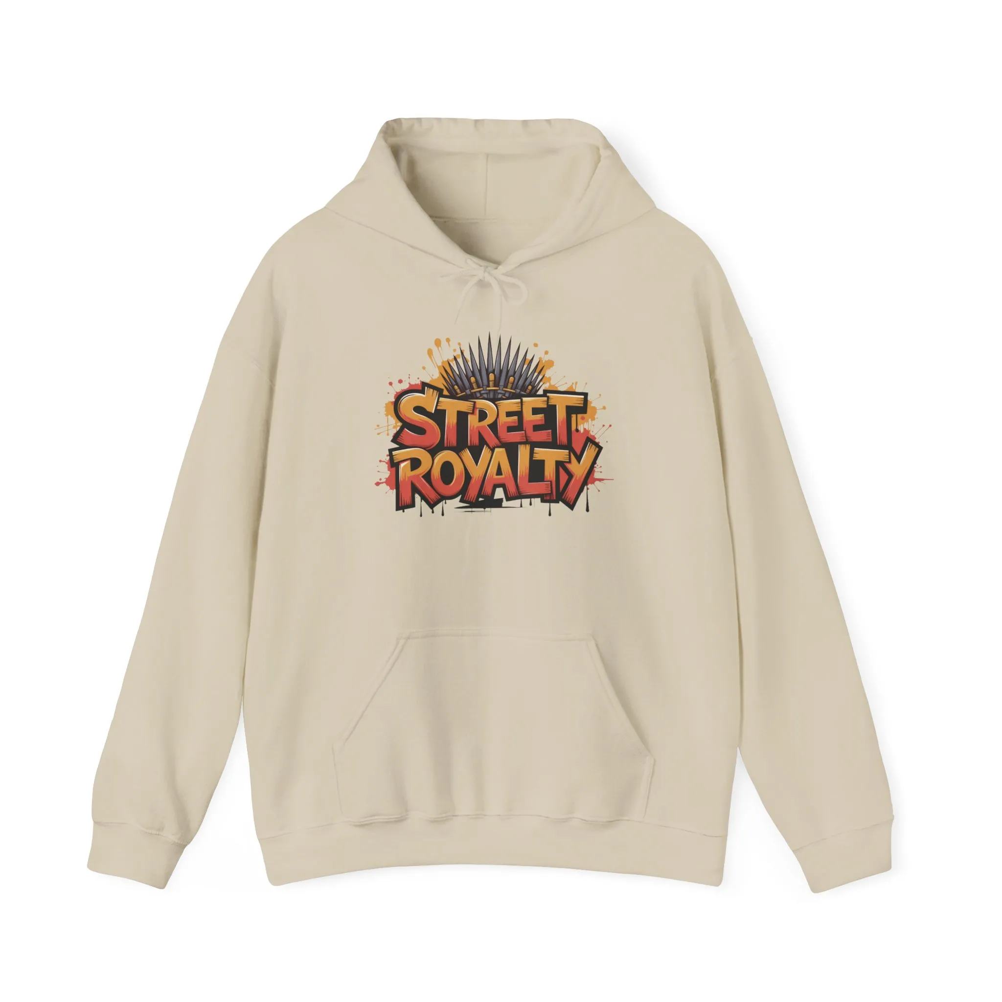Street Royalty Men's Hoodie, Graffiti Crown Graphic Sweatshirt, Urban Streetwear Pullover with Throne Design - Image 3