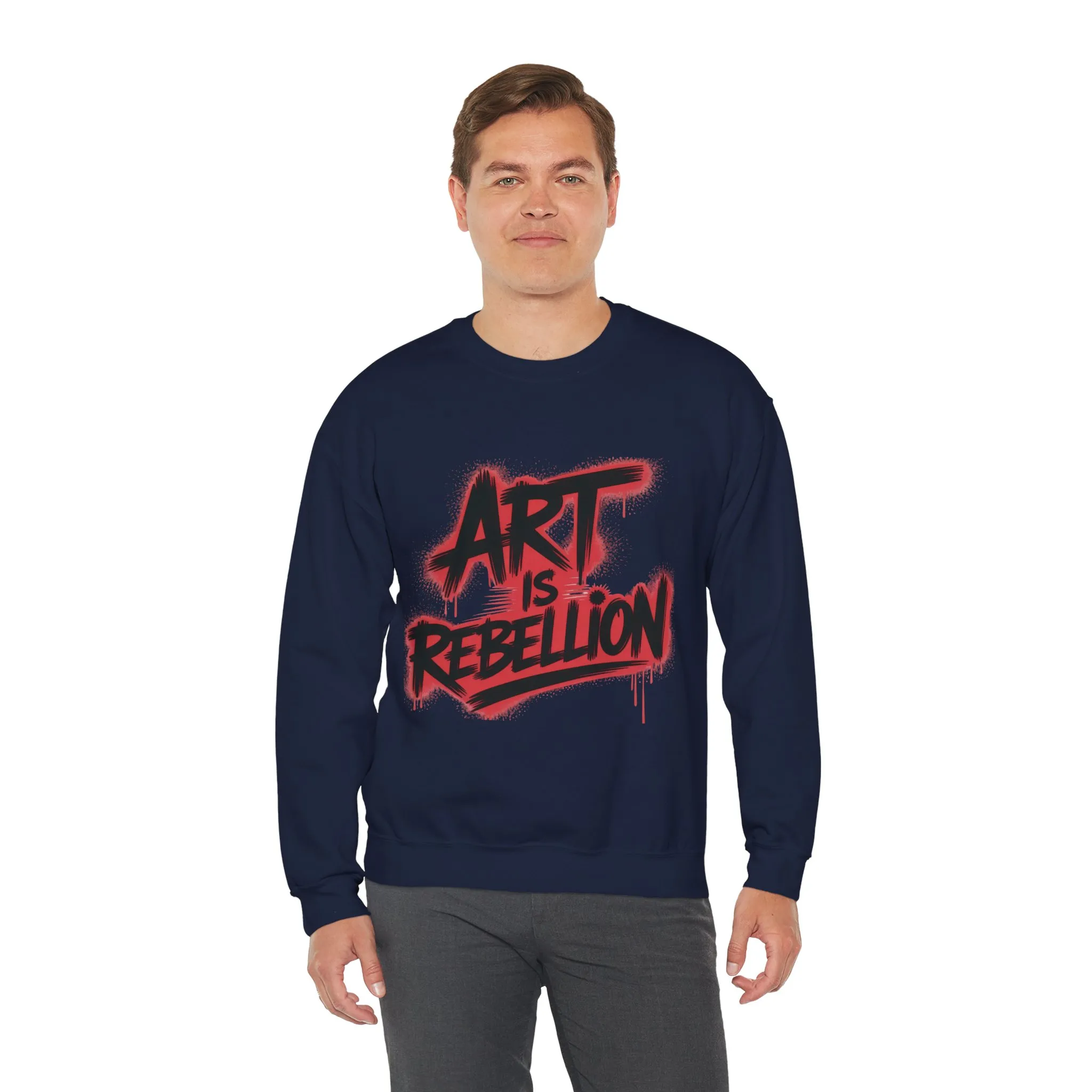 Men's Heavy Blend™ Crewneck Sweatshirt, Art Is Rebellion Men's Crewneck Sweatshirt, Graffiti Street Art Pullover, Urban Rebellion Streetwear - Image 32
