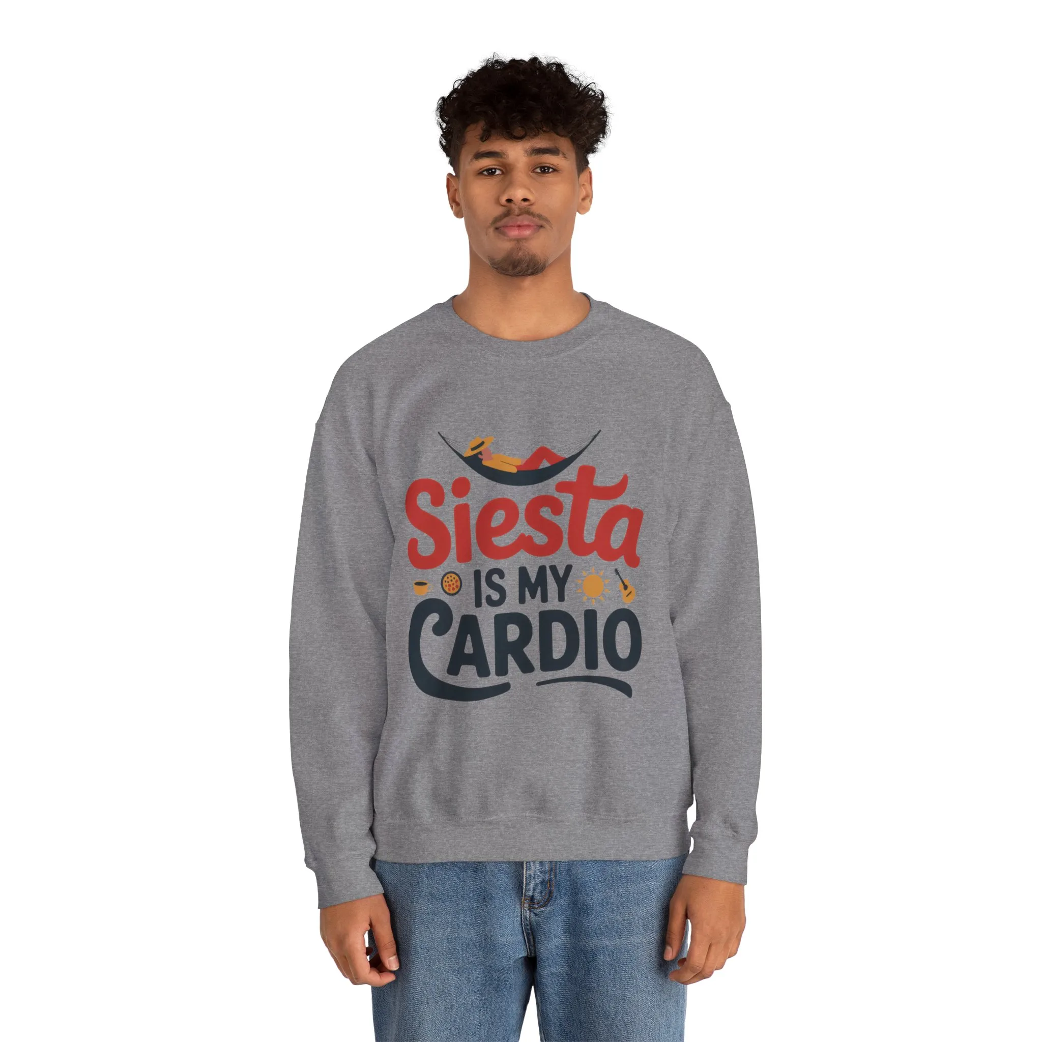Mens Heavy Blend™ Crewneck Sweatshirt, Siesta Is My Cardio Funny Mens Sweatshirt Spain Gift - Image 14