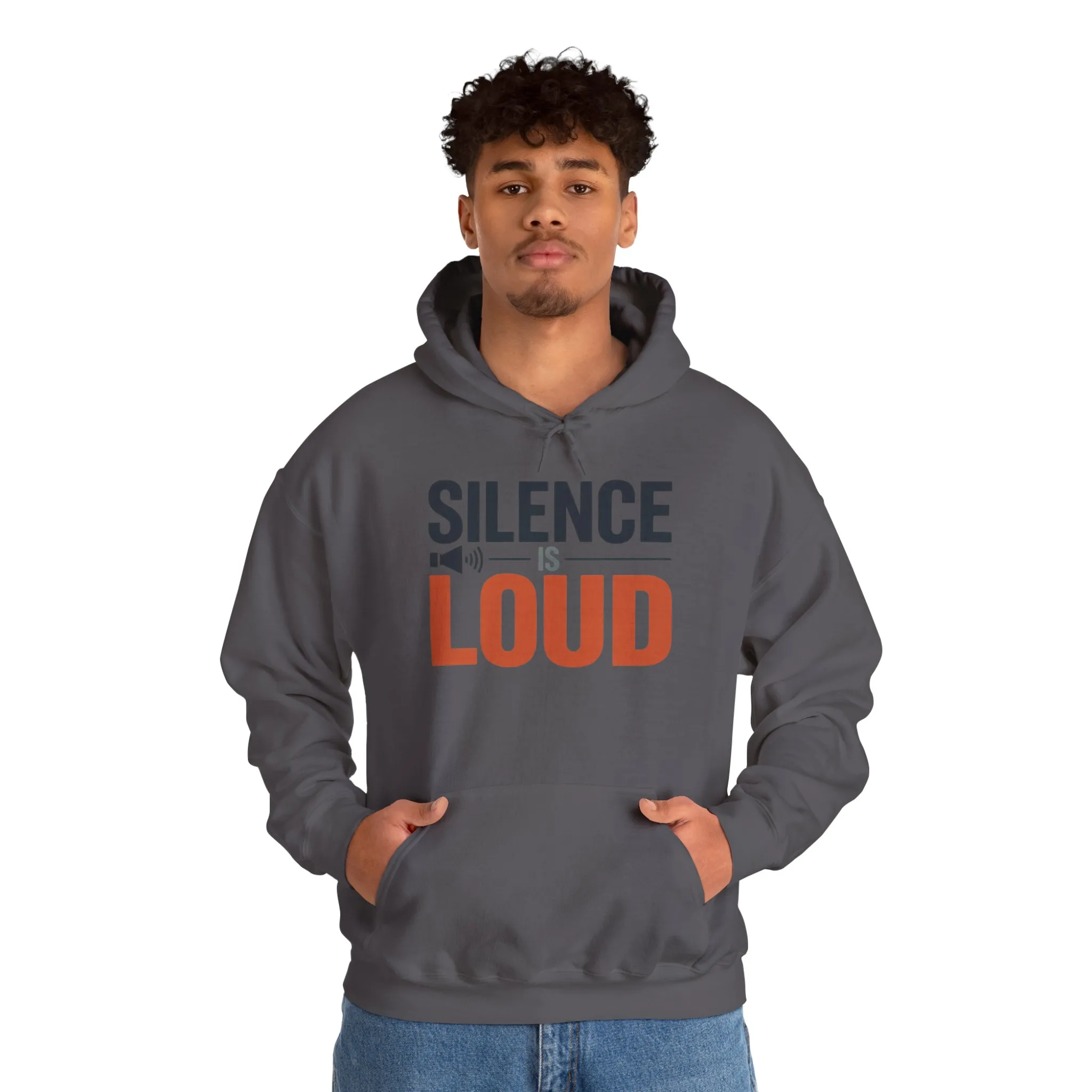 Mens Heavy Blend™ Hooded Sweatshirt, Silence Is Loud Graphic Motivational Mens Hoodie - Image 27