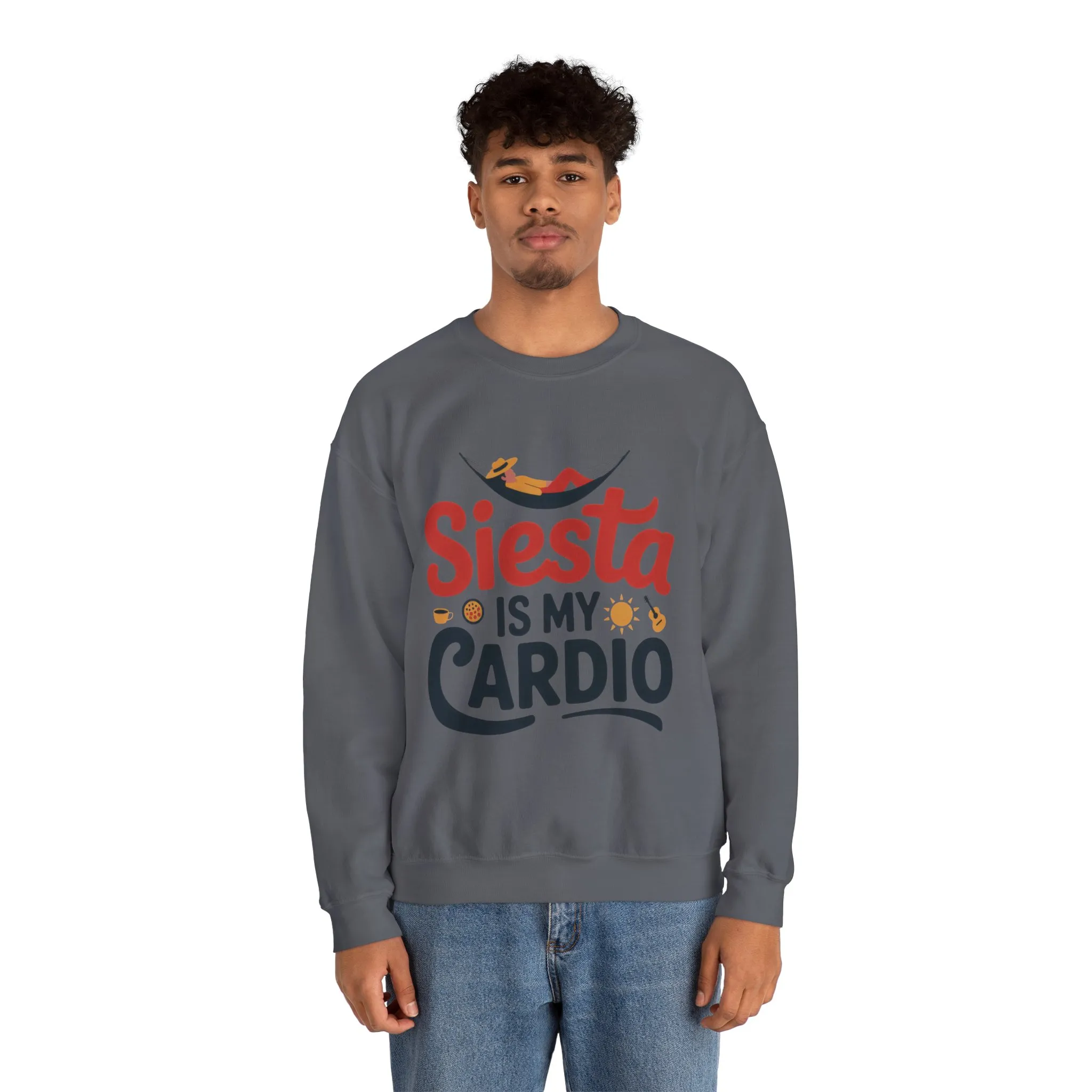 Mens Heavy Blend™ Crewneck Sweatshirt, Siesta Is My Cardio Funny Mens Sweatshirt Spain Gift - Image 23