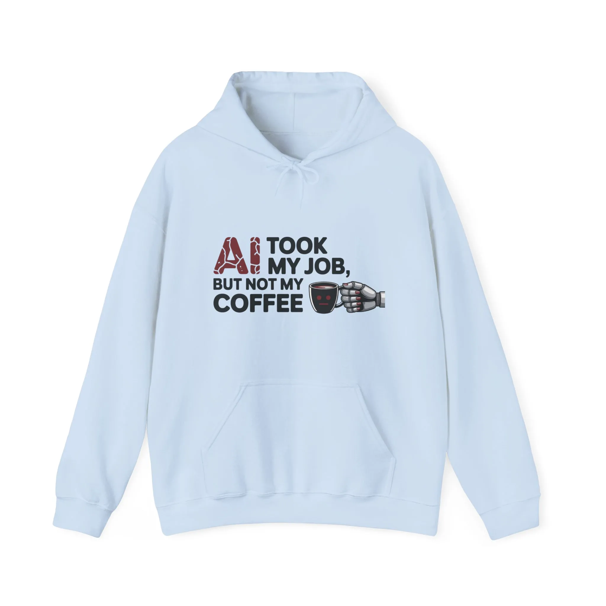Women's AI Coffee Hoodie, Funny Robot Humor Pullover, Geek Job Joke Sweatshirt Gift, Sarcastic Work Shirt, Office Humor