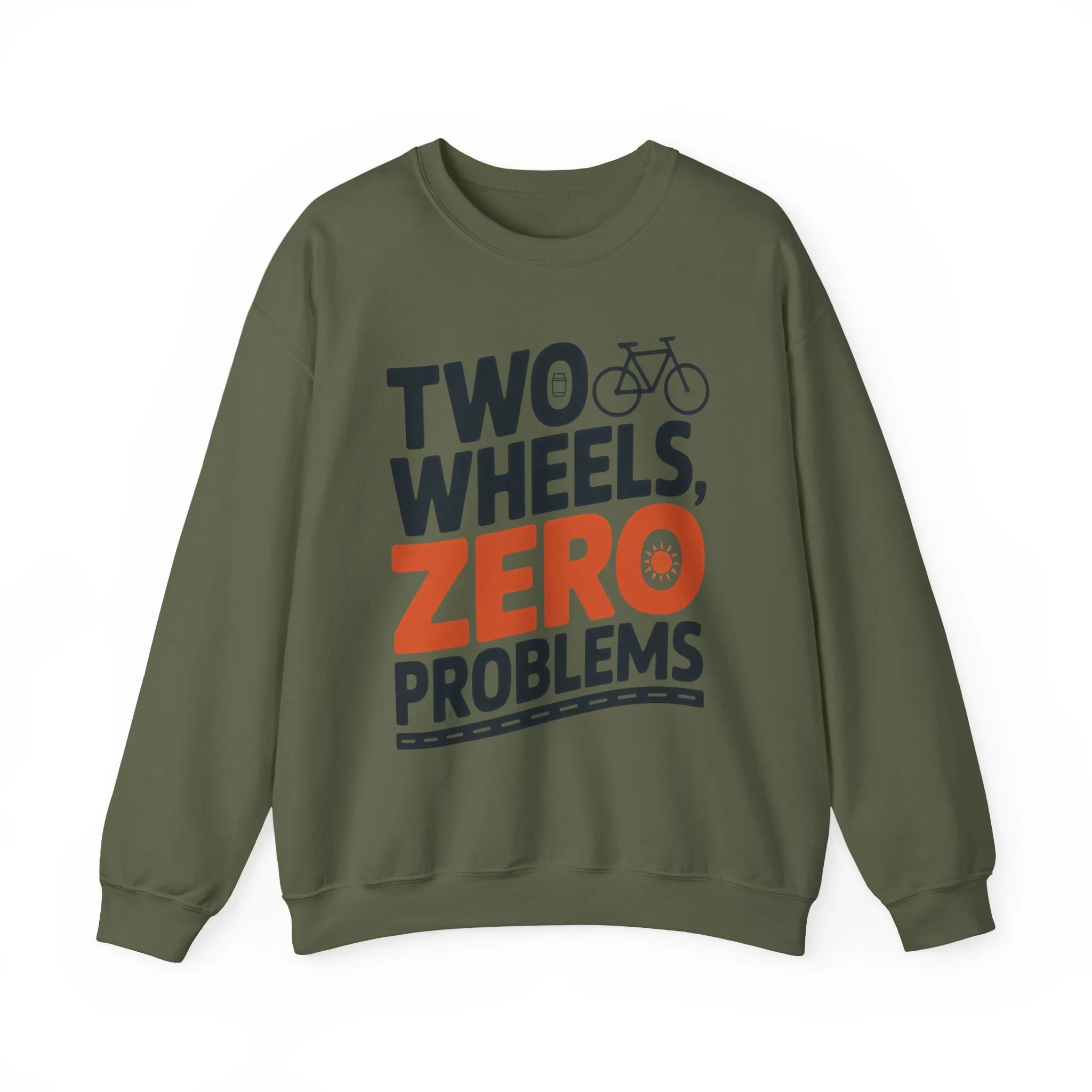 Mens Heavy Blend™ Crewneck Sweatshirt, Two Wheels Zero Problems Mens Casual Biker Sweatshirt, Gift for Cyclists - Image 10