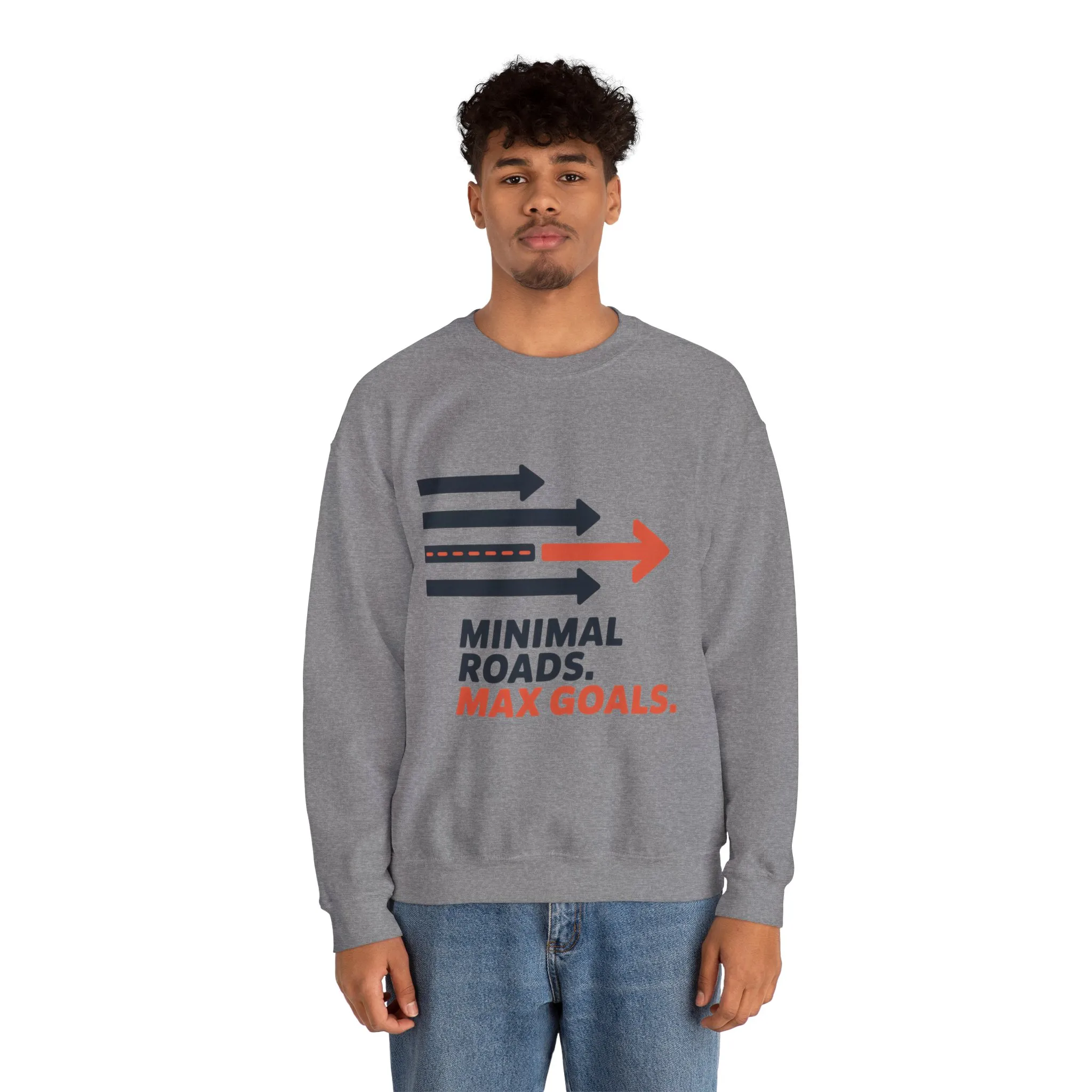 Mens Heavy Blend™ Crewneck Sweatshirt, Minimal Roads Max Goals Motivational Mens Sweatshirt - Image 14