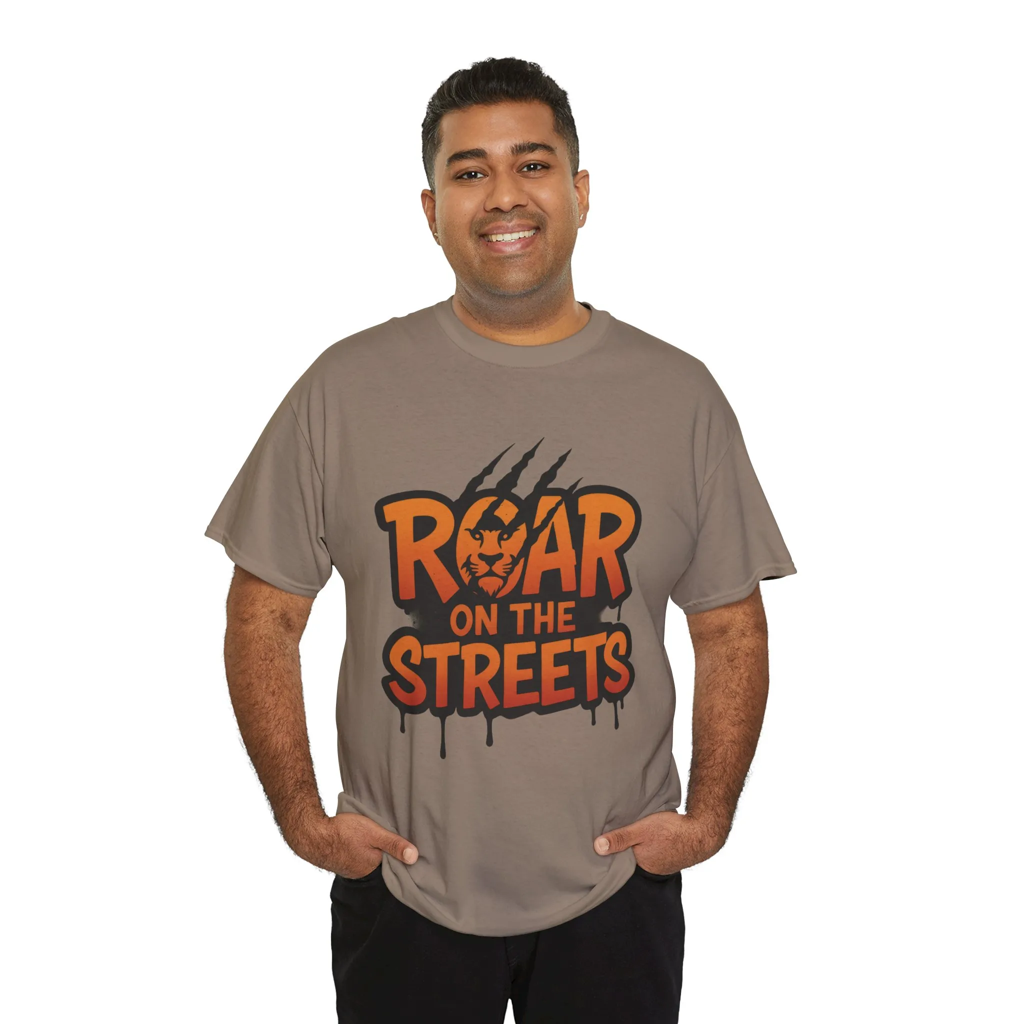 Roar on the Streets Lion Graphic Mens Urban T-Shirt, Lion Shirt - Image 6