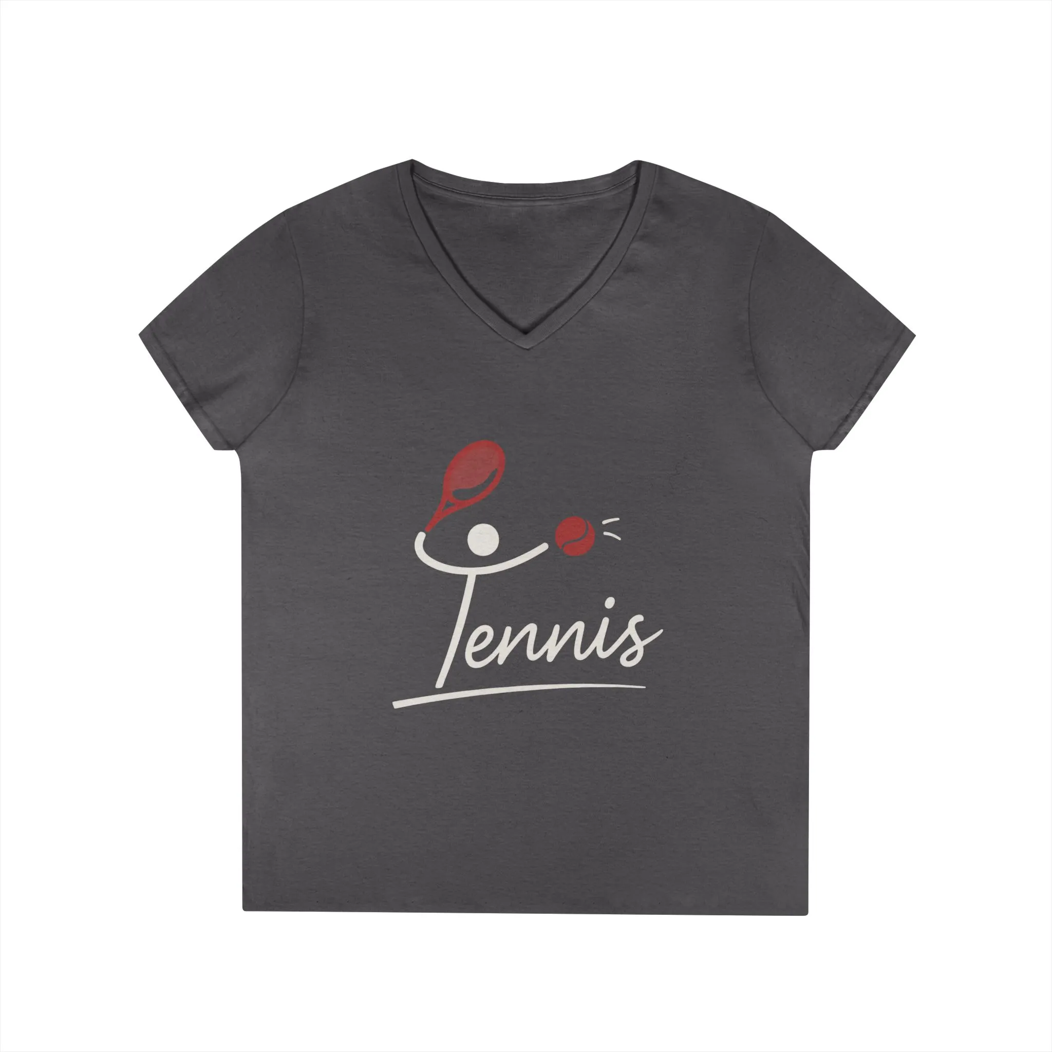Ladies' V-Neck T-Shirt, Womens Tennis Graphic T-Shirt, Cute Sports Tee, Funny Workout Gym Top for Women - Image 16
