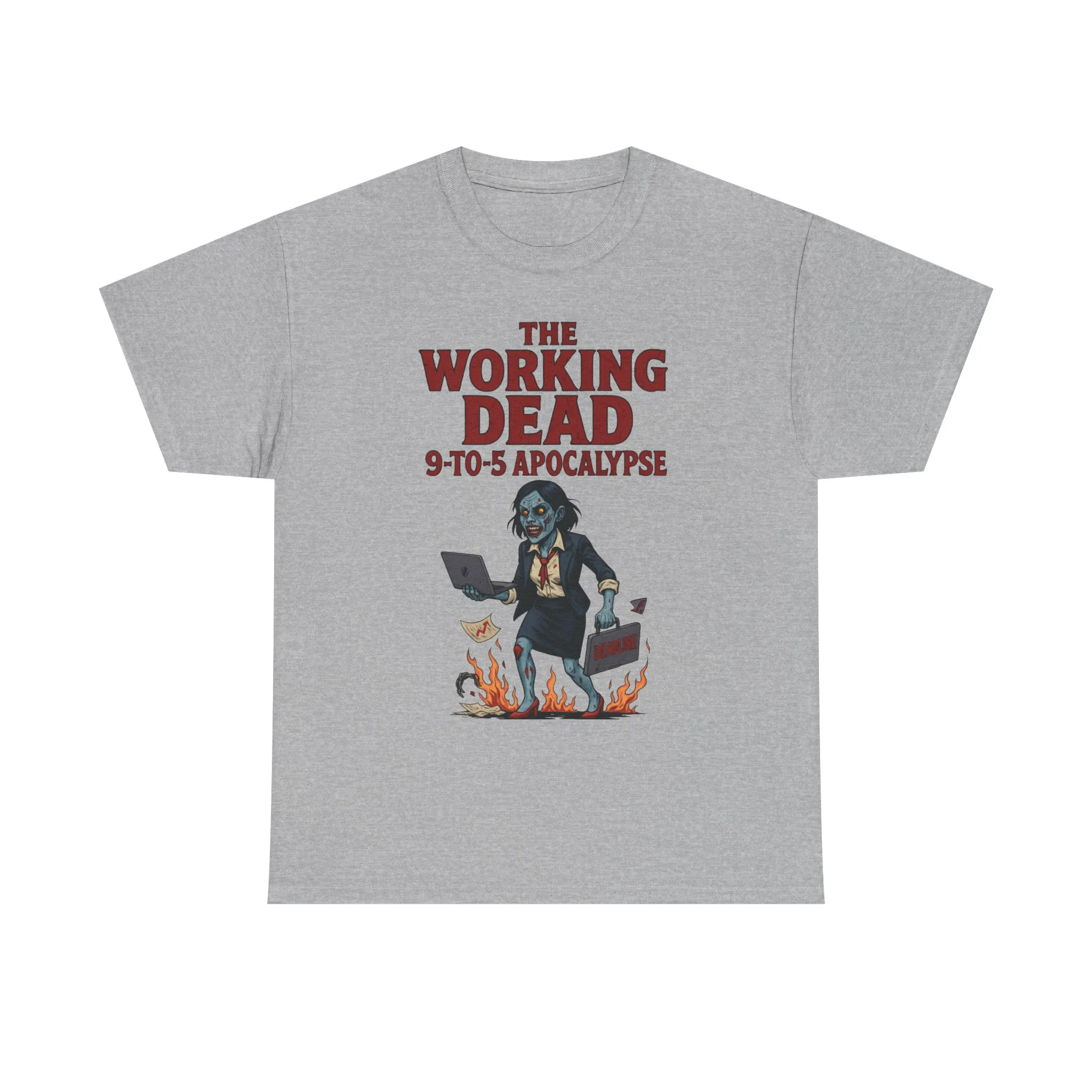The Working Dead 9-to-5 Apocalypse Women's T-Shirt, Horror Office Zombie Top, Halloween Office Humor - Image 3