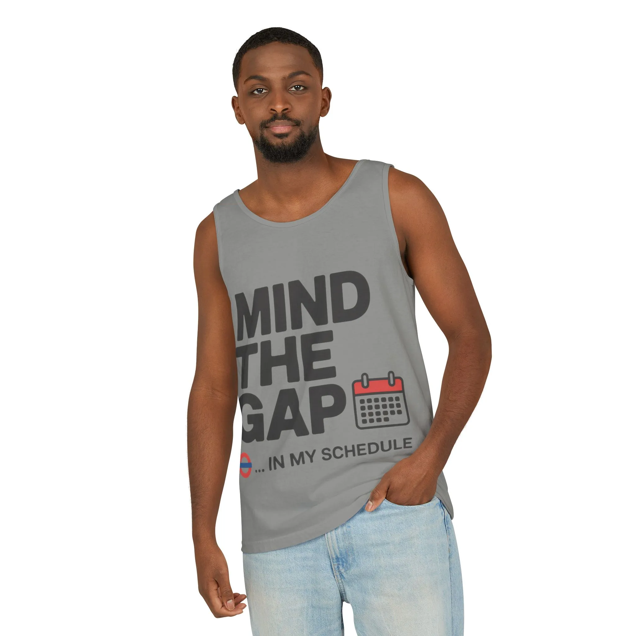 Funny Men's Tank Top, Mind The Gap in My Schedule, London Tube Inspired Office Humor Shirt - Image 18