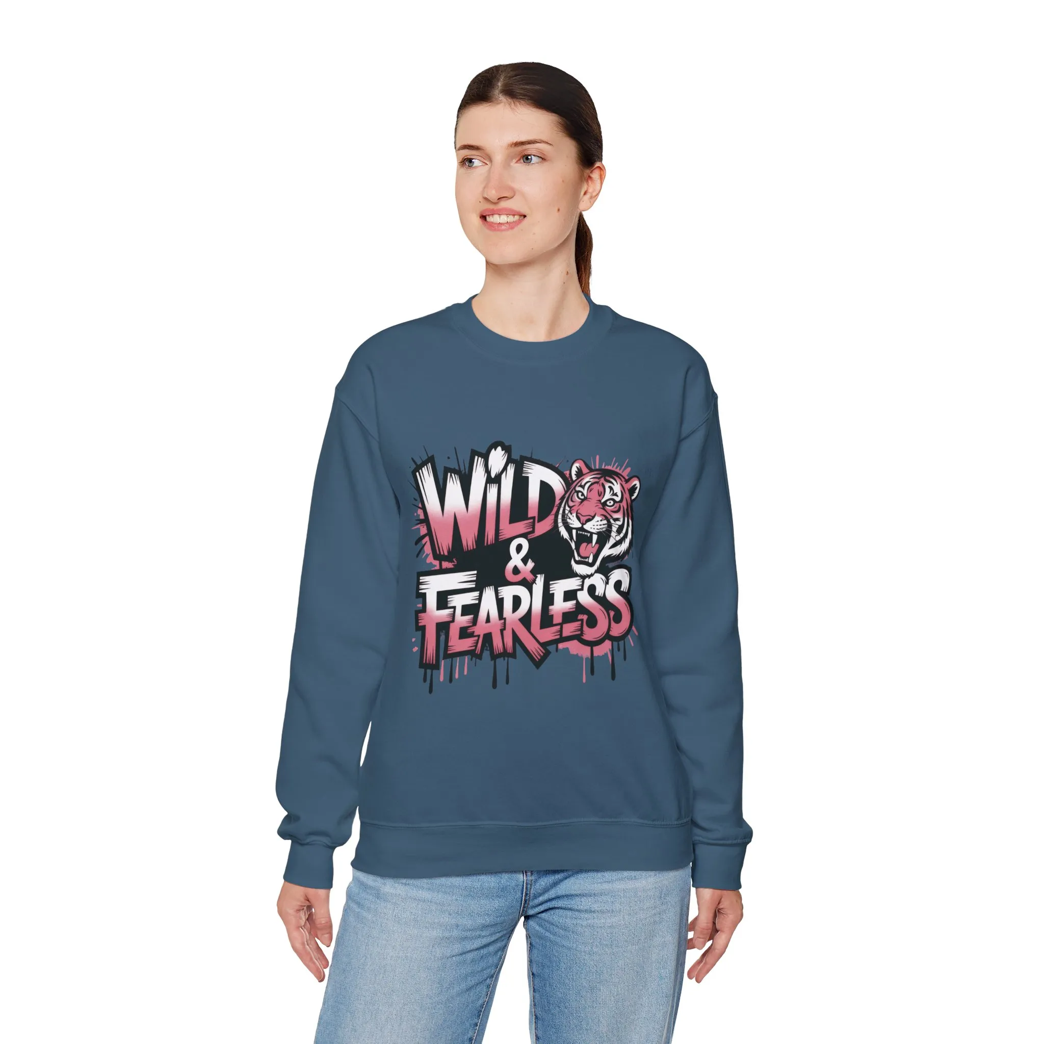 Women's Sweatshirt Wild & Fearless, Tiger Graffiti Graphic Pullover, Bold Urban Streetwear Top - Image 15