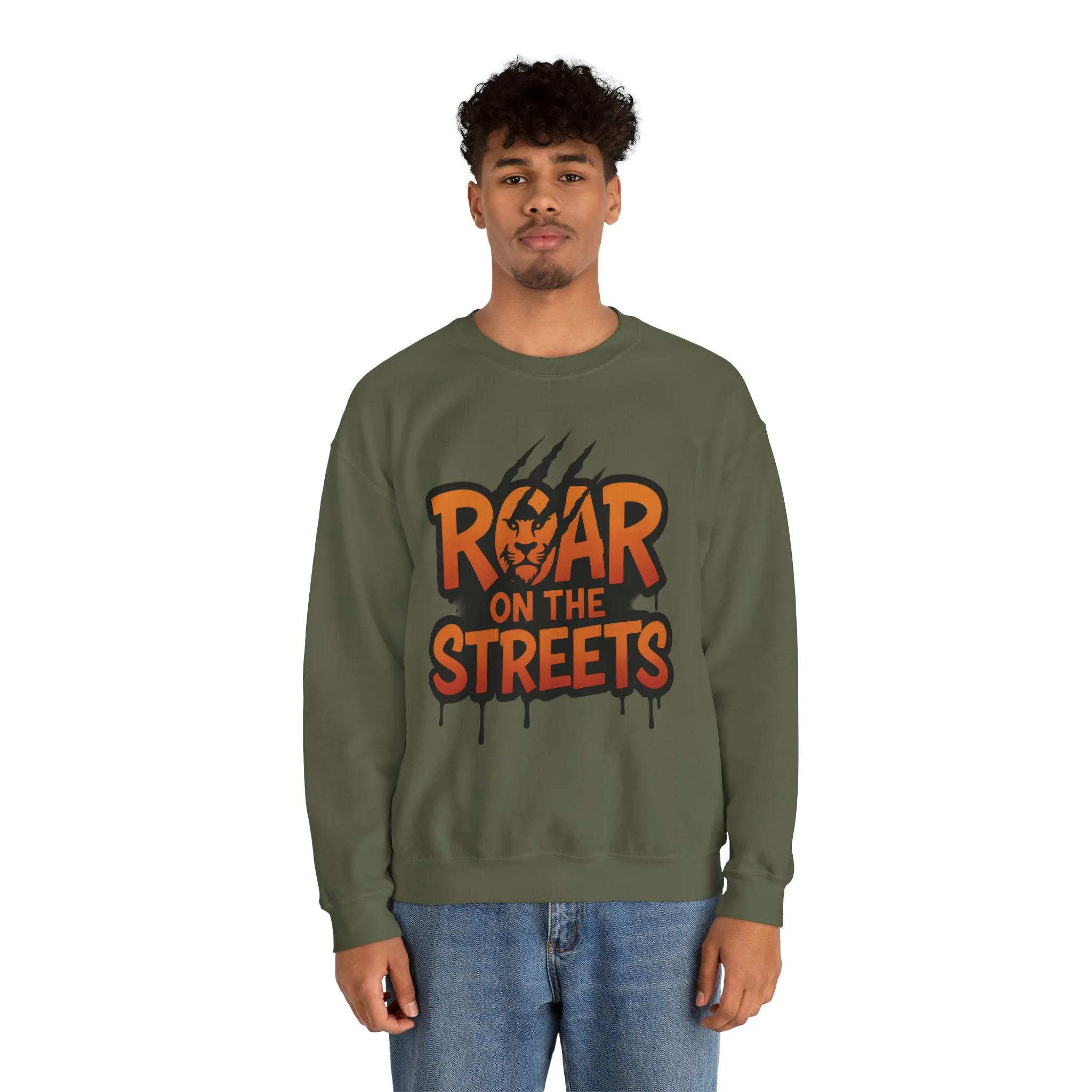 Mens Heavy Blend™ Crewneck Sweatshirt, Roar on the Streets Mens Lion Crewneck Sweatshirt - Image 11