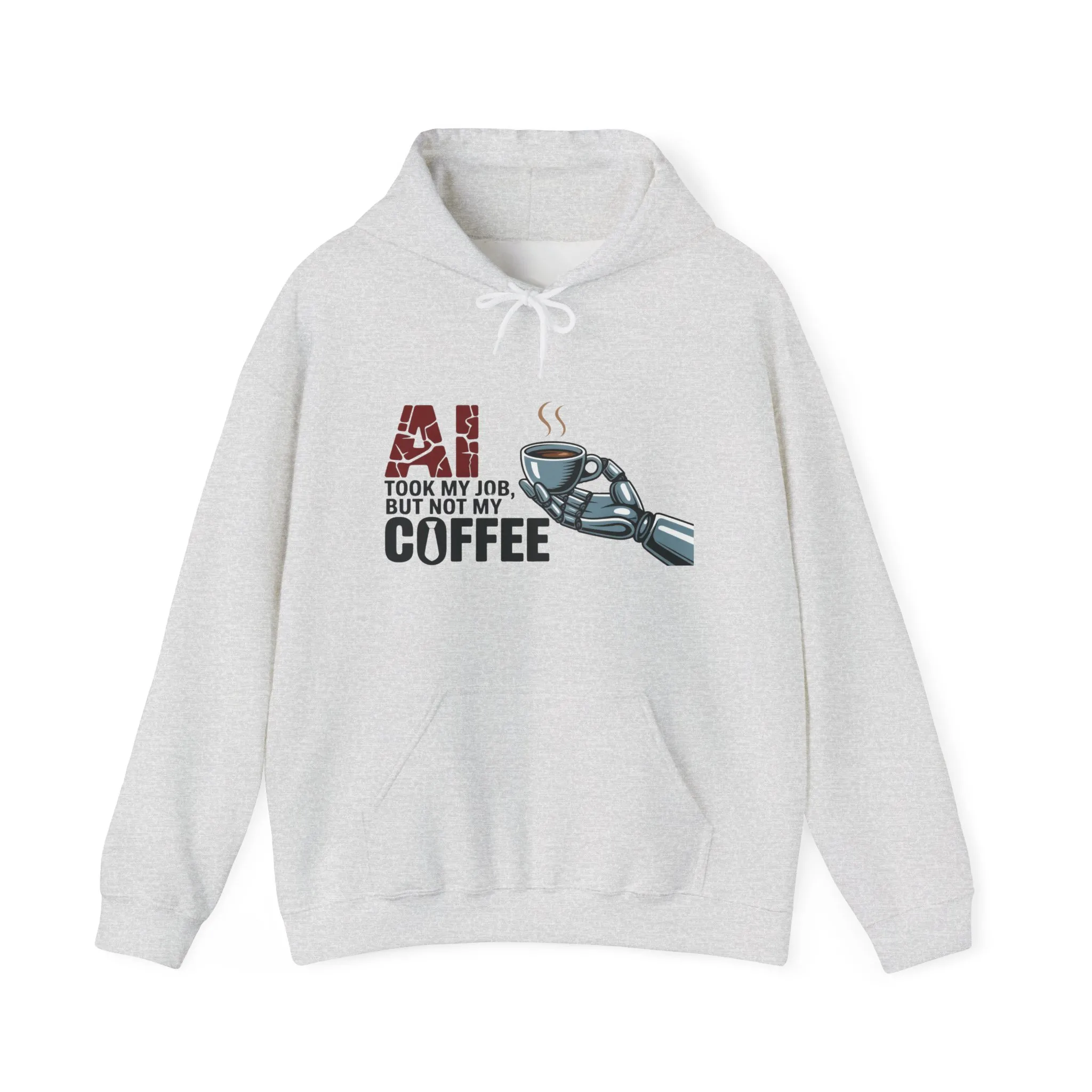 AI Coffee Hoodie, Funny Robot Humor Pullover, Geek Job Joke Sweatshirt Gift, Men's Heavy Blend™ Hooded Sweatshirt, Sarcastic Work Shirt - Image 5