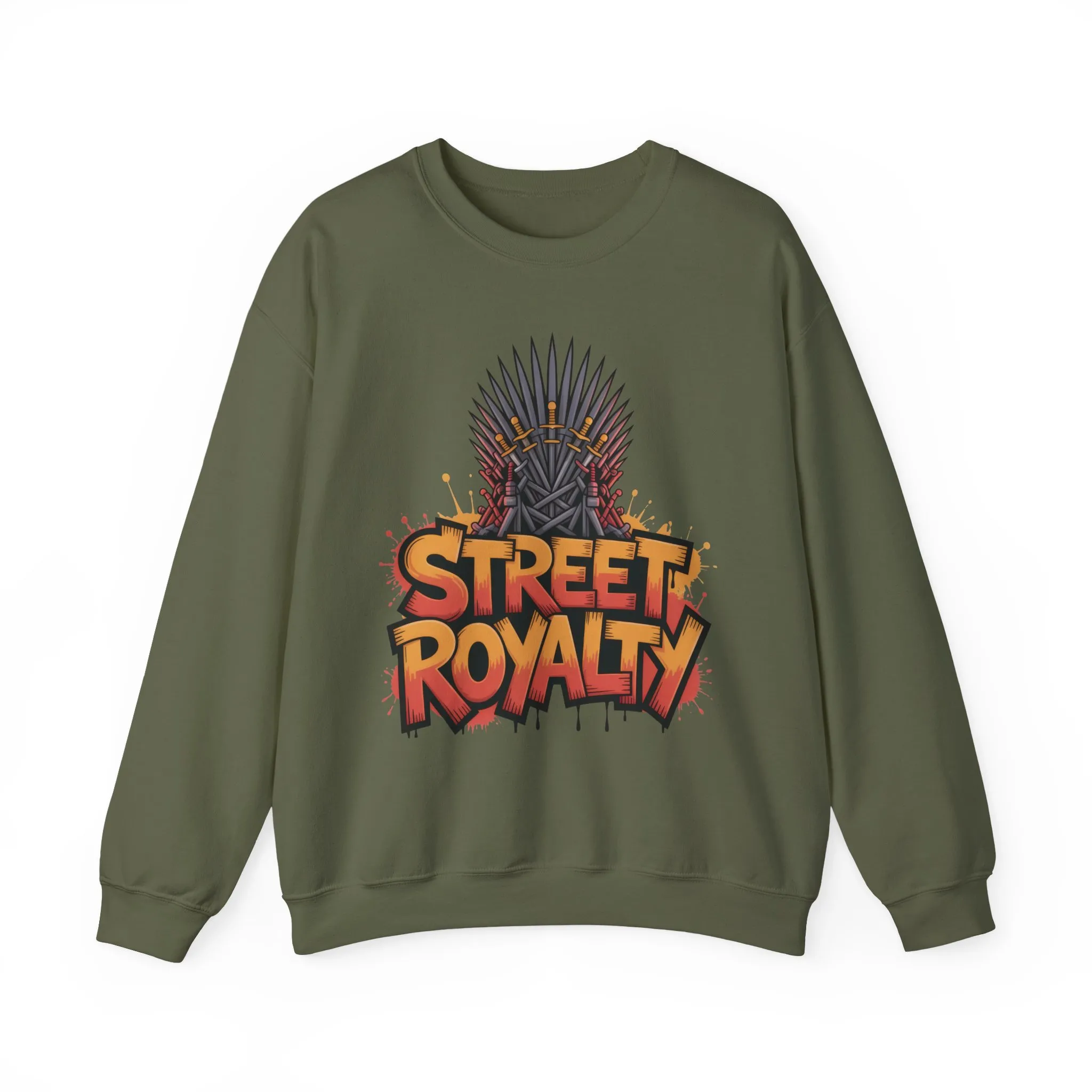 Street Royalty Men's Crewneck Sweatshirt, Graffiti Crown Graphic Pullover, Urban Streetwear Top for Men - Image 11