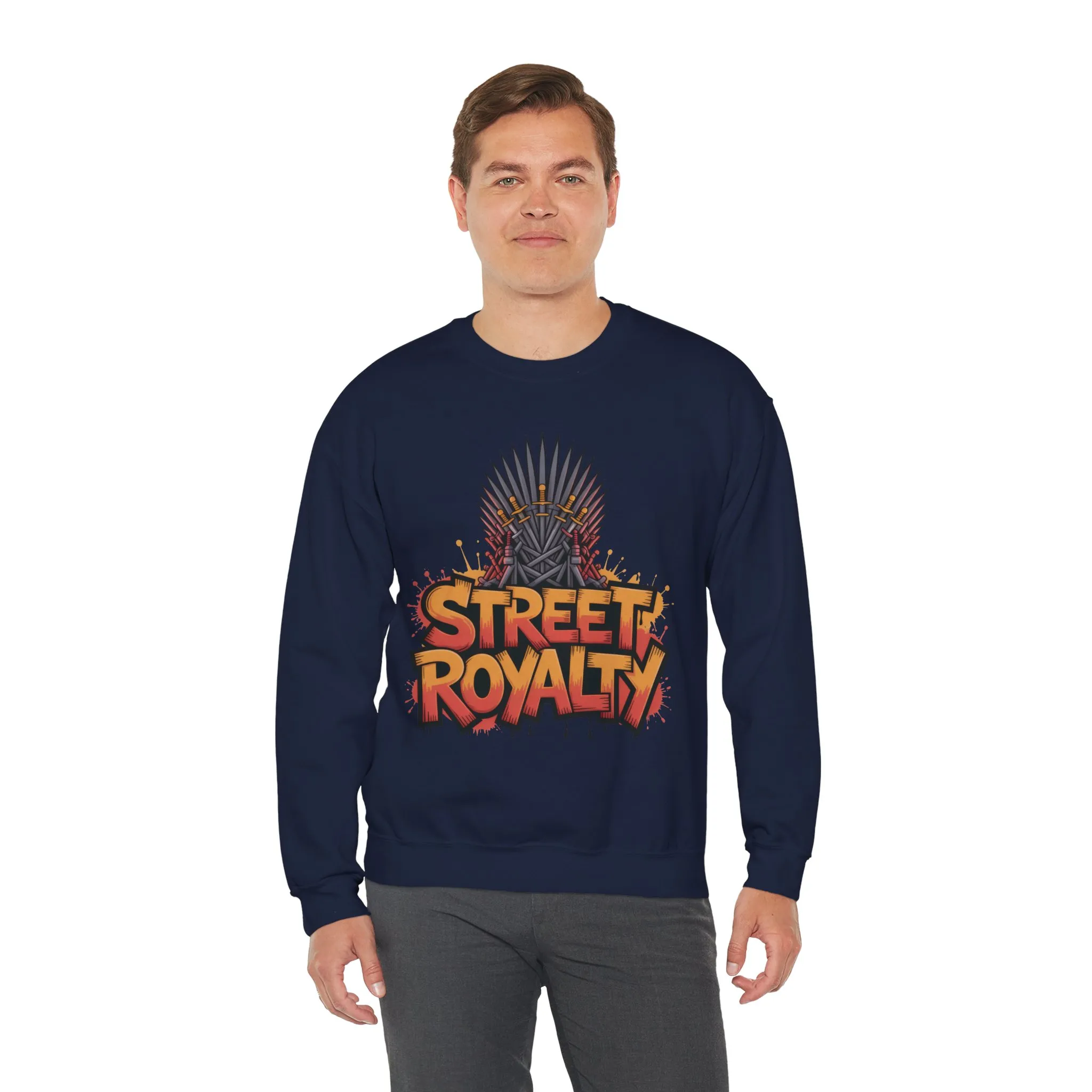 Street Royalty Men's Crewneck Sweatshirt, Graffiti Crown Graphic Pullover, Urban Streetwear Top for Men - Image 27
