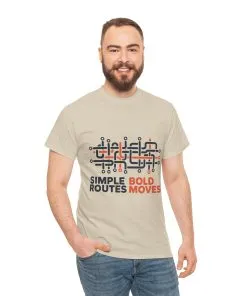 Simple Routes Bold Moves Mens T-Shirt, Minimal Urban Metro Map Graphic Tee