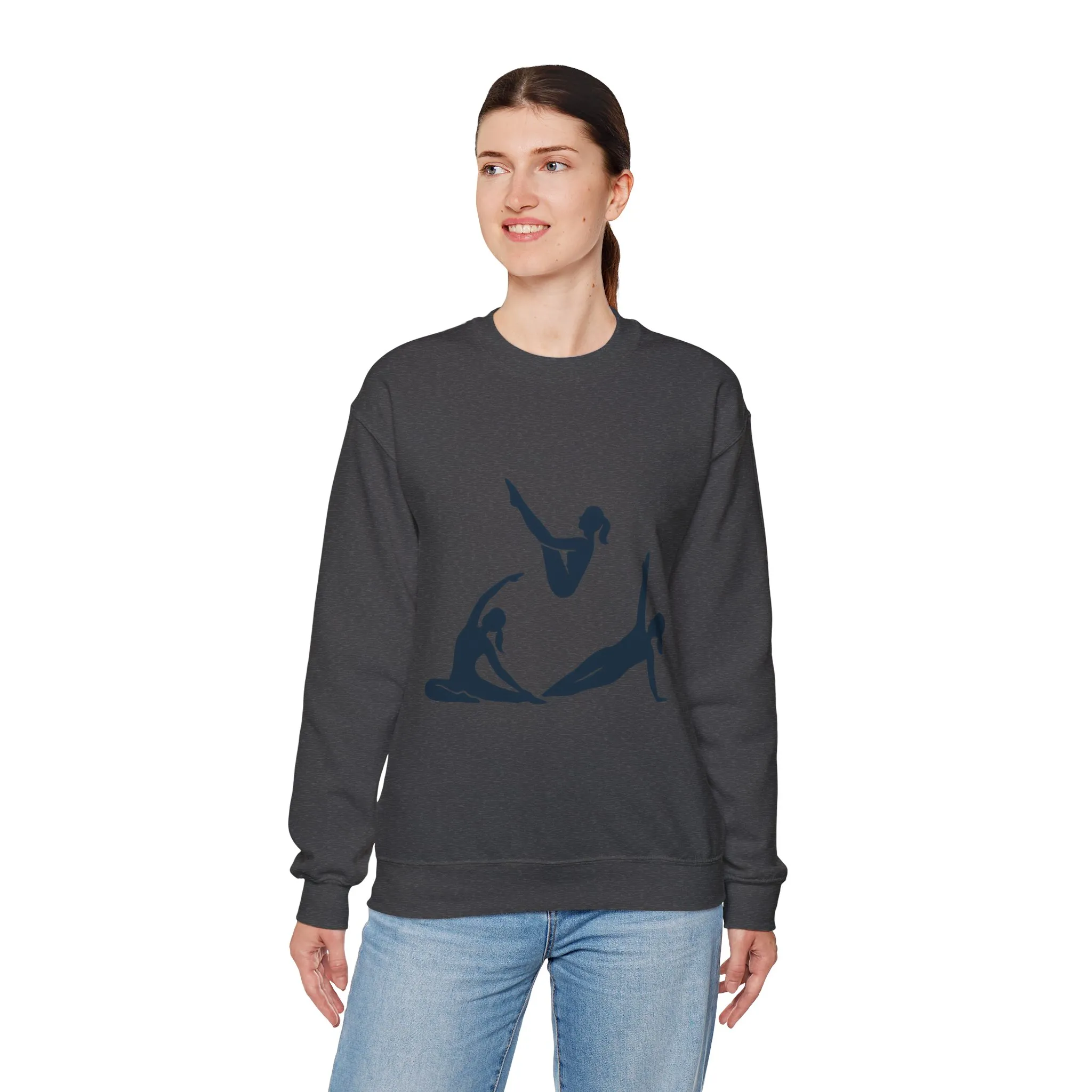 Womens Heavy Blend™ Crewneck Sweatshirt, Womens Pilates Sweatshirt, Yoga Fitness Graphic Pullover, Cute Workout Gym Top, Yoga Lover Gift - Image 9