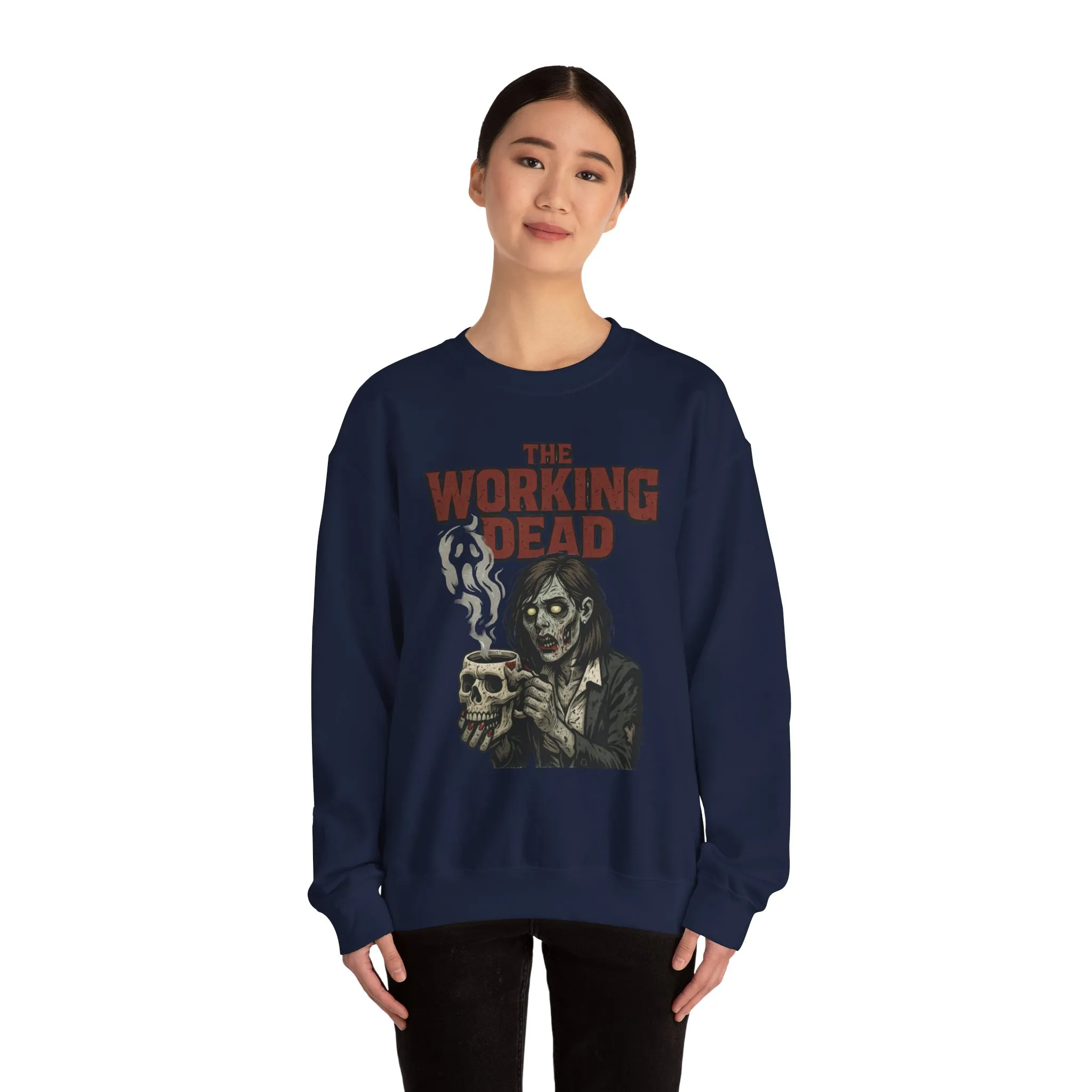 The Working Dead Women's Zombie Sweatshirt, Halloween Zombie Top, Work Humor Sweatshirt, Women's Heavy Blend™ Crewneck Sweatshirt - Image 20