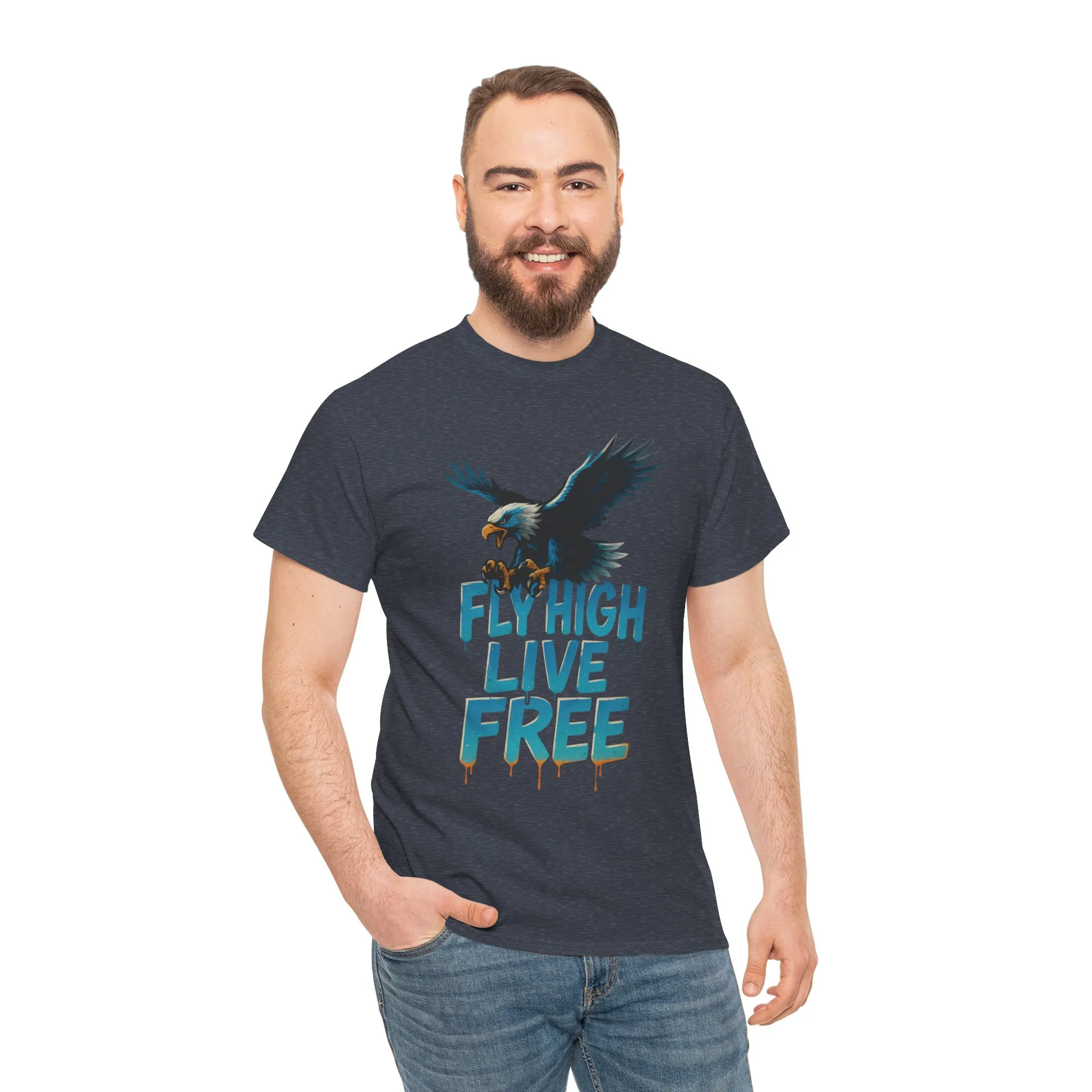 Fly High Live Free Eagle Graphic Mens T-Shirt, Eagle Tee, Fly Free Tee, Wild Flight - Image 26