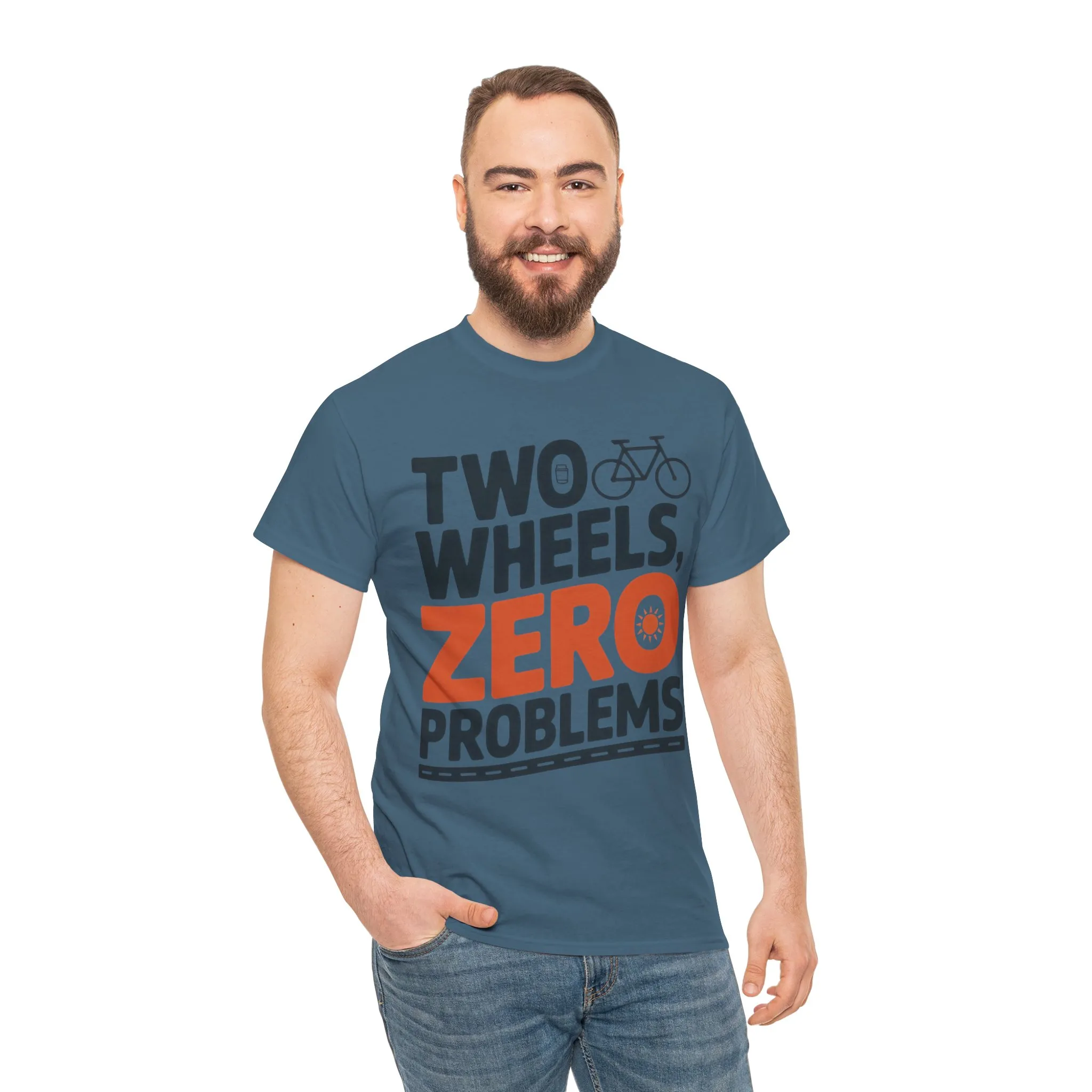 Two Wheels Zero Problems Mens Graphic Biker T-Shirt, Bike Humor Tee, Biker Gift - Image 17