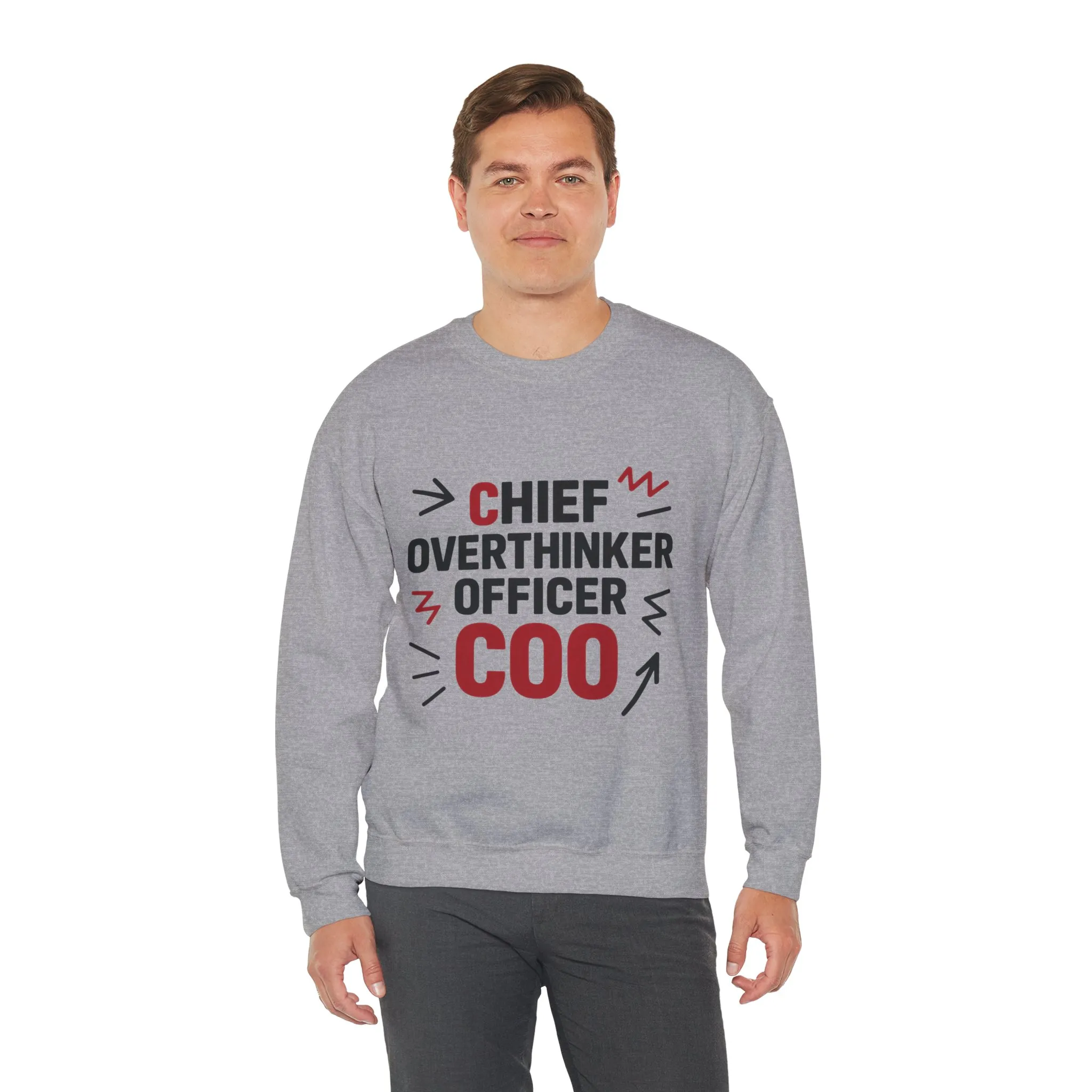 Chief Overthinker Officer Men's Sweatshirt, COO Funny Office Humor Graphic Pullover, Men's Heavy Blend™ Crewneck Sweatshirt - Image 16