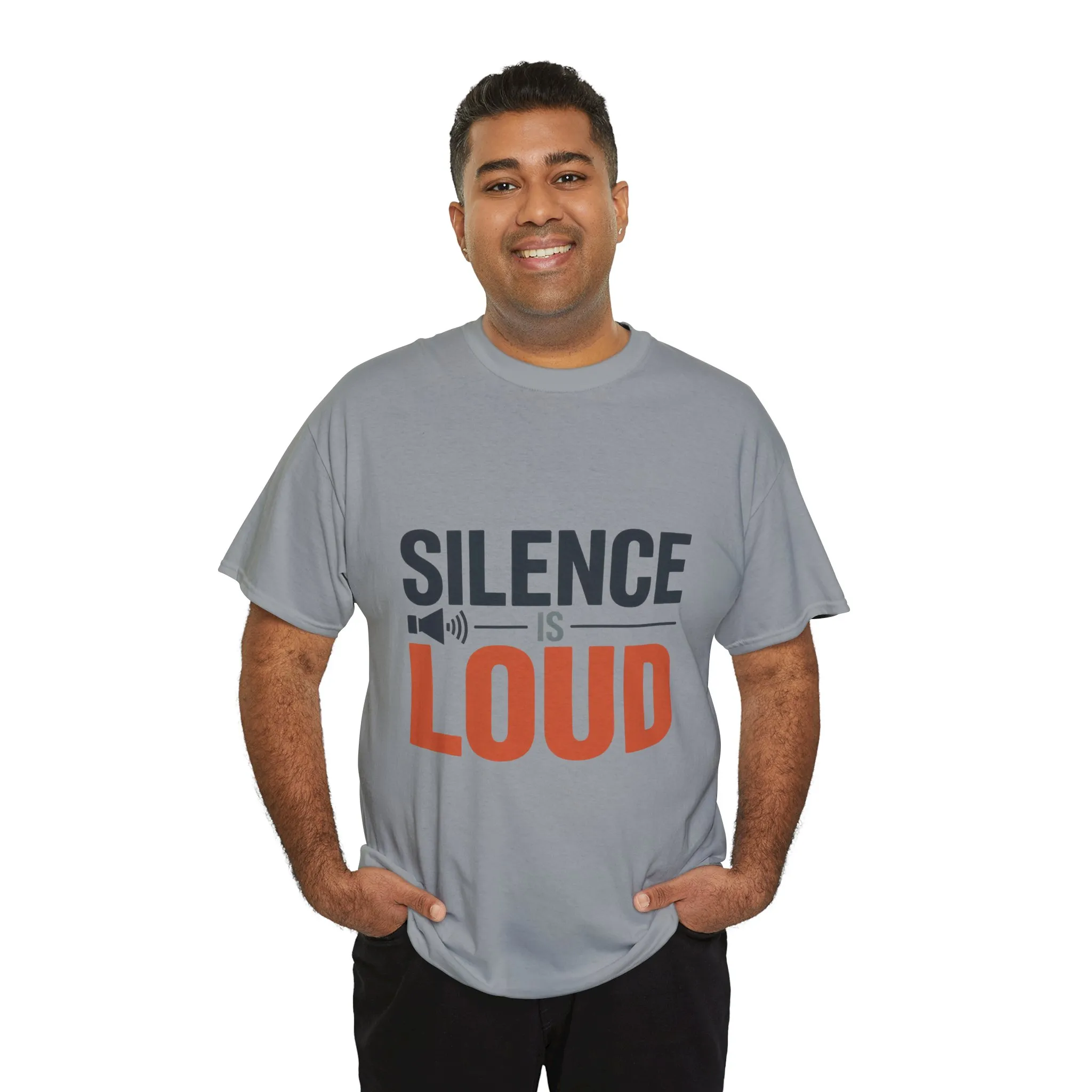Silence Is Loud Motivational Quote Mens T-Shirt, Silence Tee, ironic Tee, Graphic Tee - Image 15