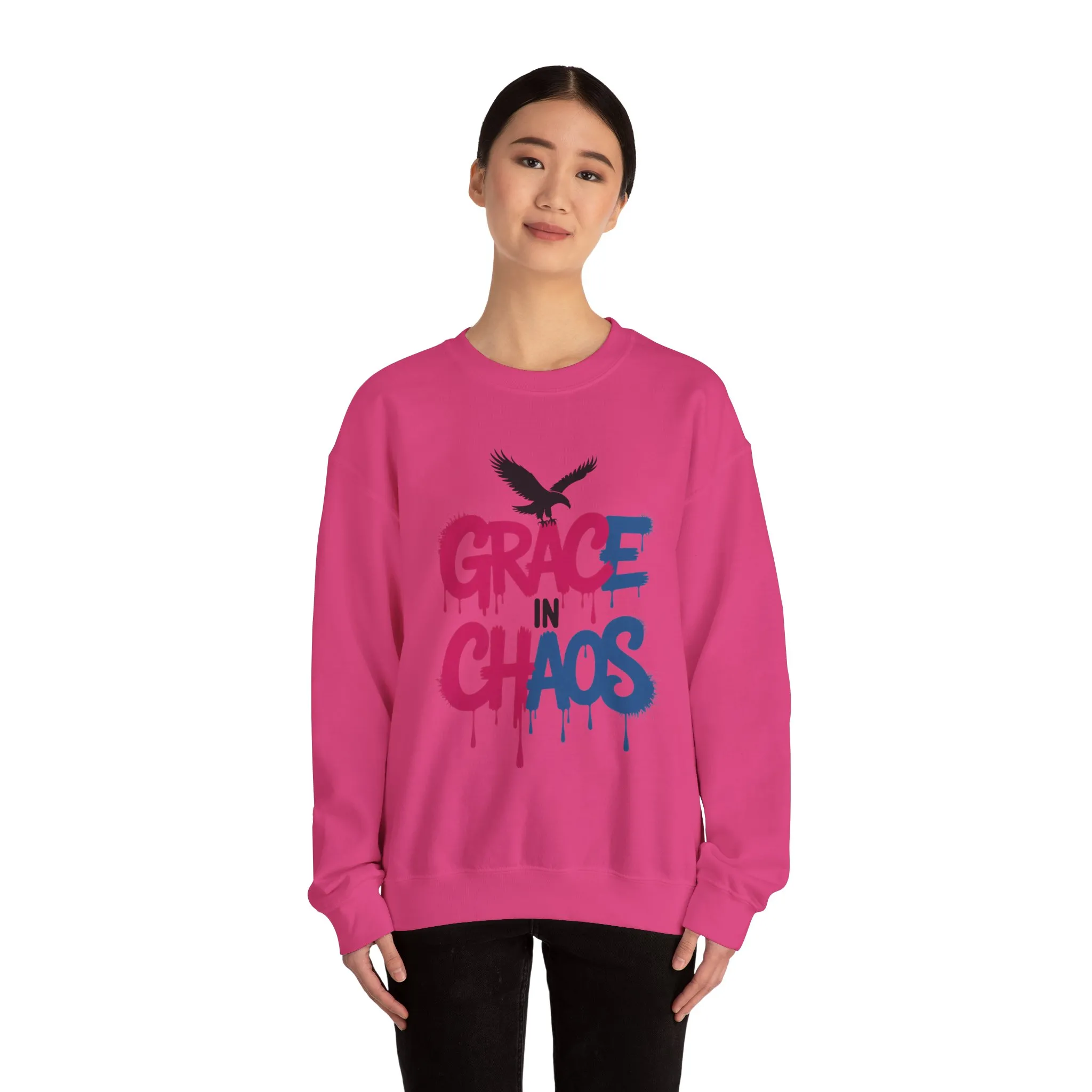 Women's Sweatshirt Grace in Chaos, Graffiti Dripping Street Art Pullover, Bold Urban Graphic - Image 23