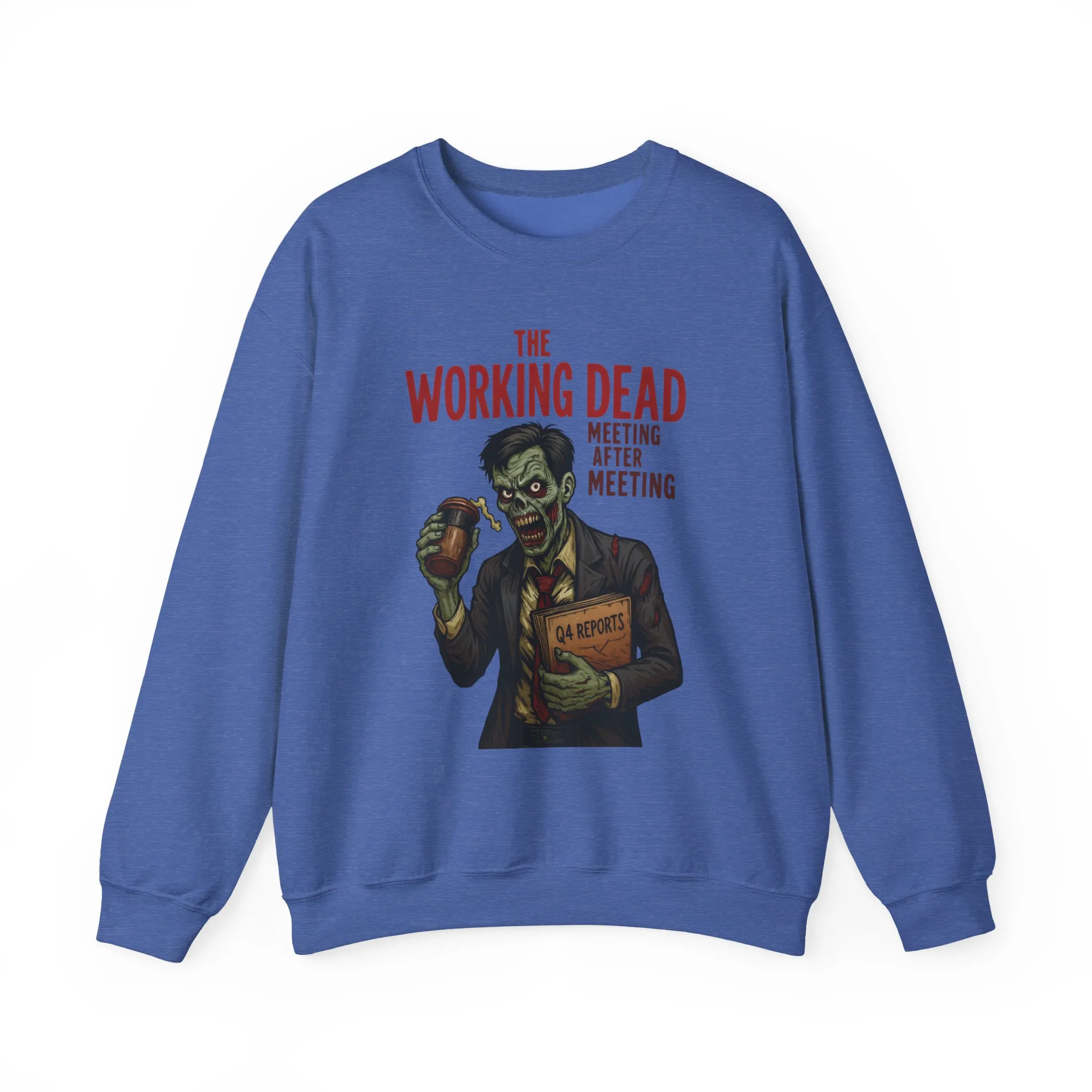 The Working Dead Men's Funny Zombie Sweatshirt, Office Humor Crewneck, Halloween Work Top - Image 15